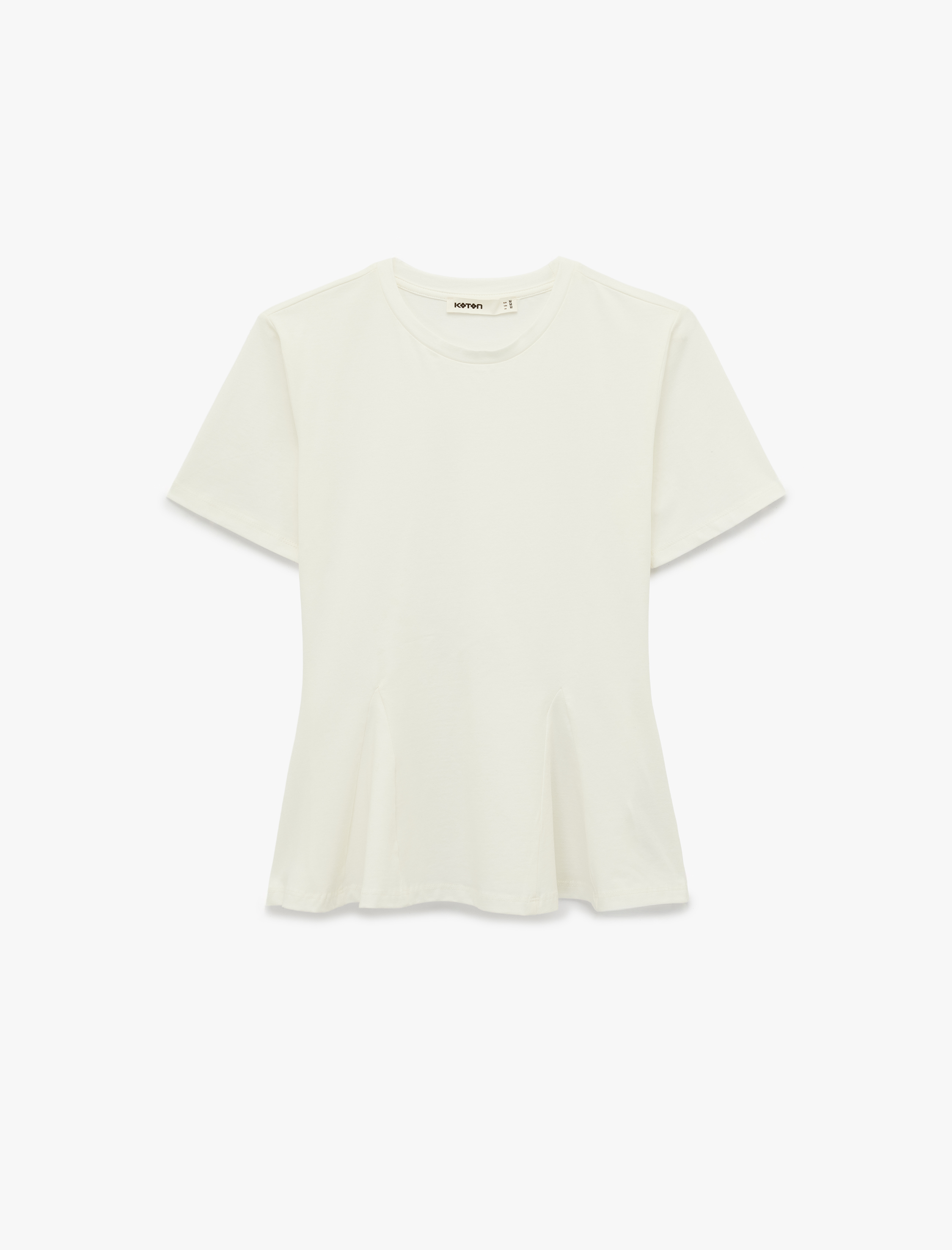   Pamuklu Slim Fit Kısa Kollu Bisiklet Yaka Peplum Basic Tişört