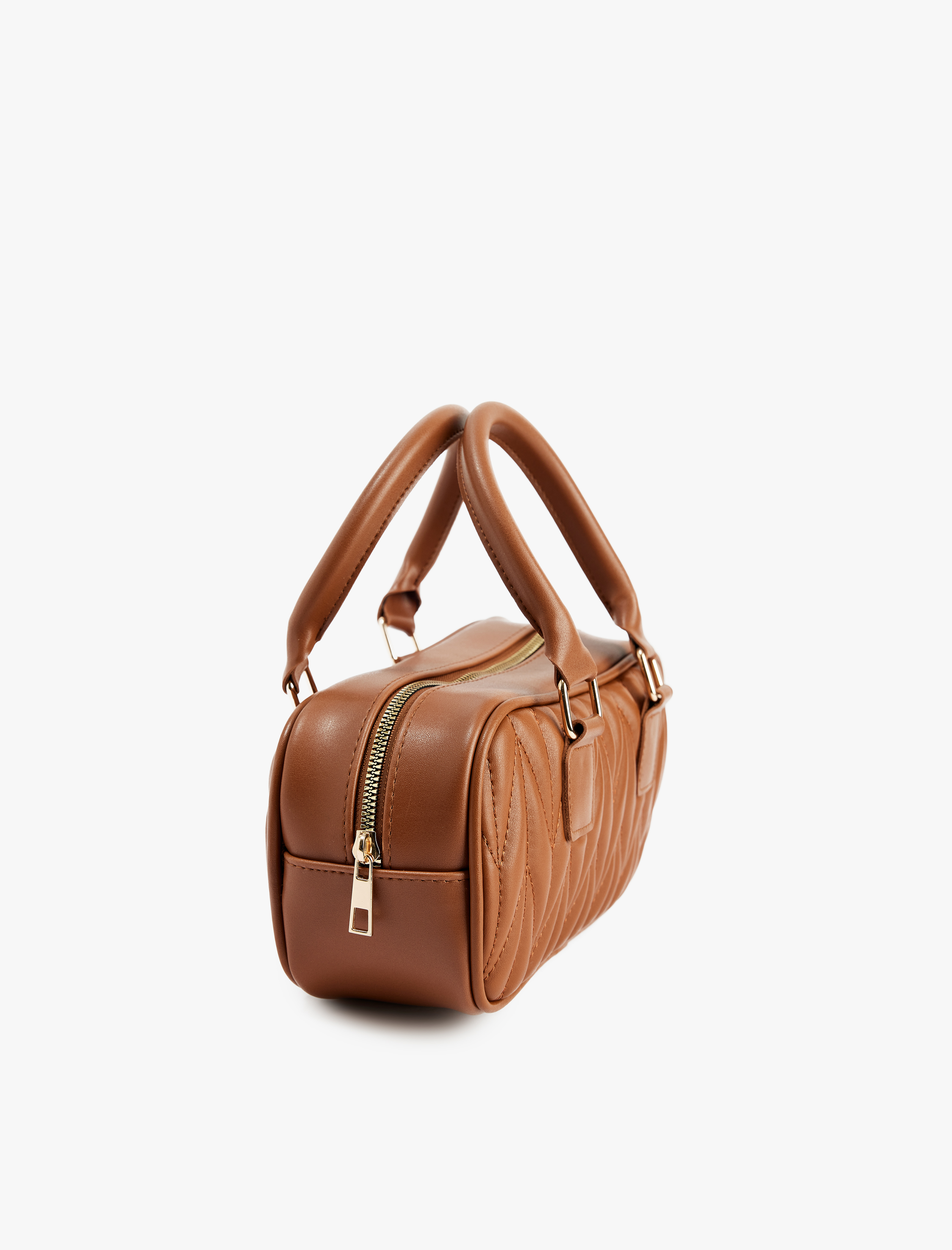  Kadın Dikiş Detaylı Fermuarlı Saplı Askılı Suni Deri El ve Omuz  Çantası