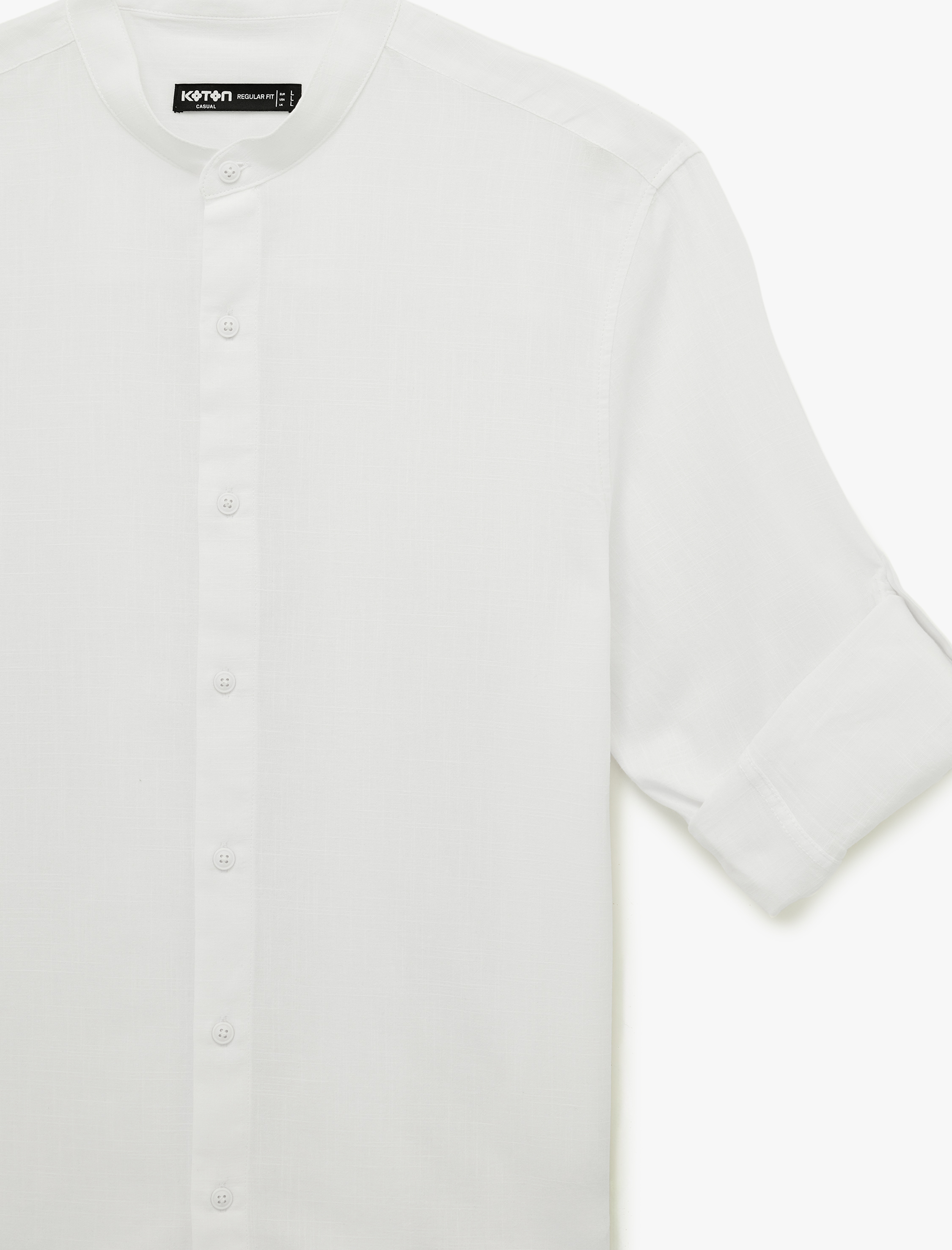   Pamuklu Regular Fit Düğme Detaylı Uzun Kollu Hakim Yaka Gömlek