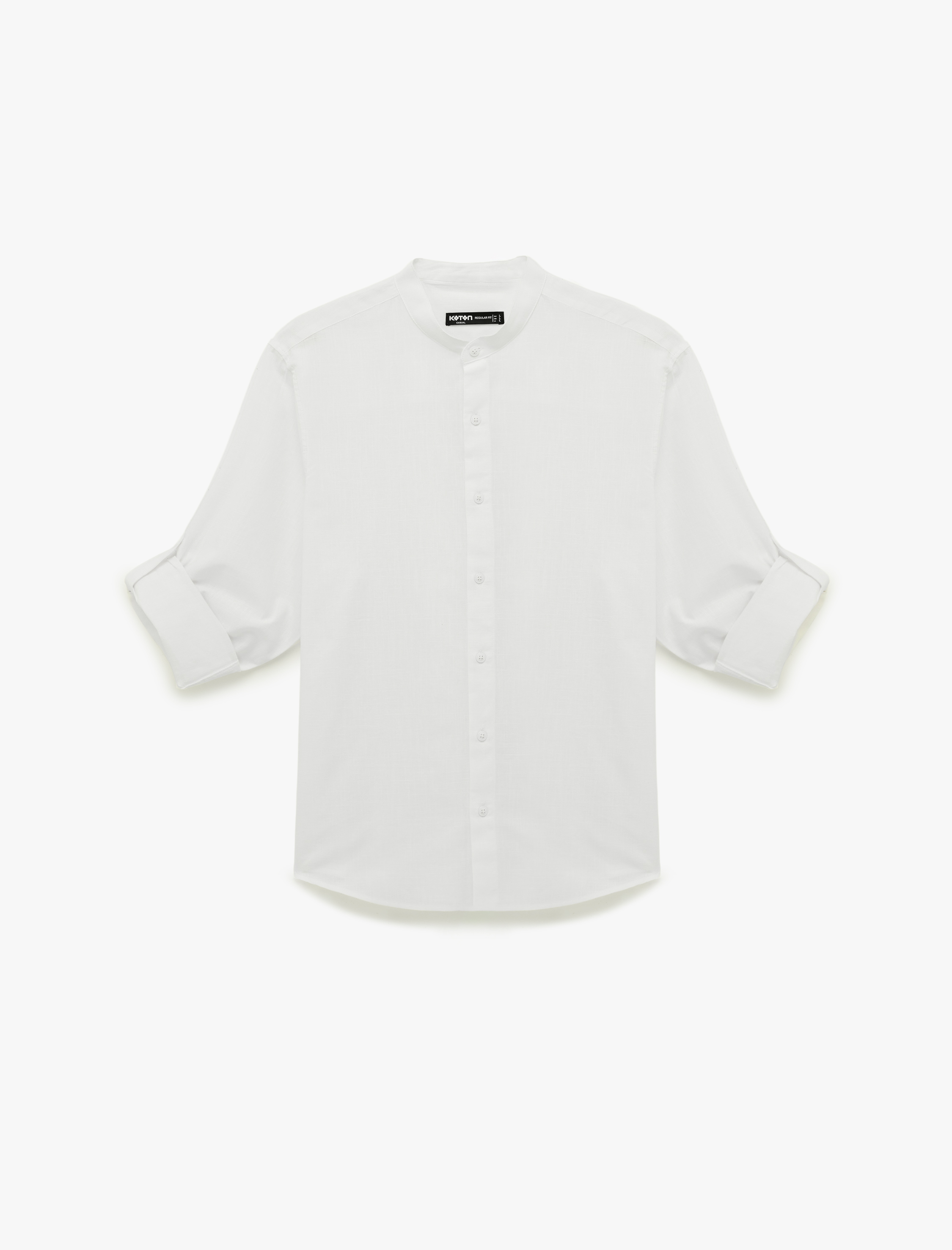   Pamuklu Regular Fit Düğme Detaylı Uzun Kollu Hakim Yaka Gömlek