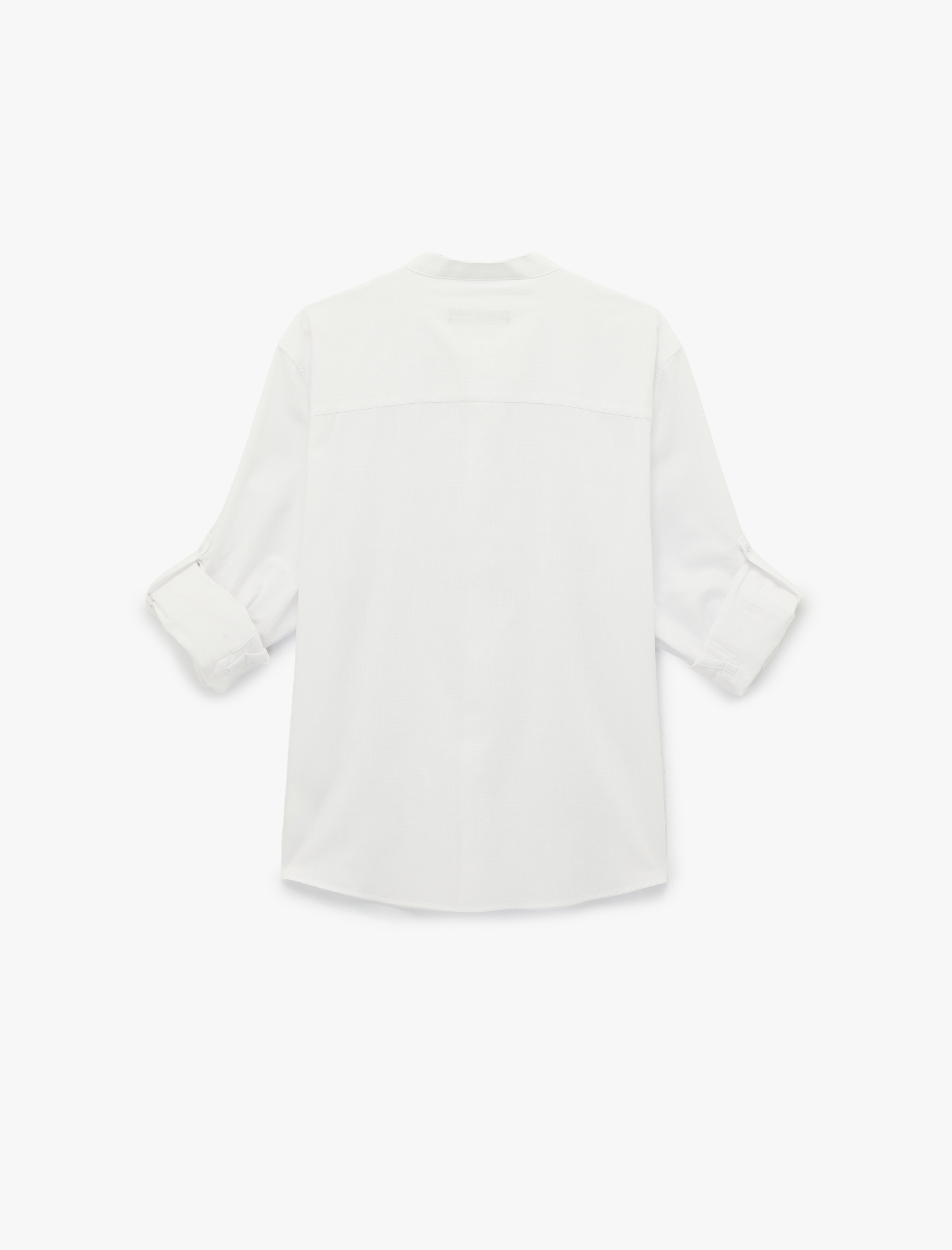   Pamuklu Regular Fit Düğme Detaylı Uzun Kollu Hakim Yaka Gömlek