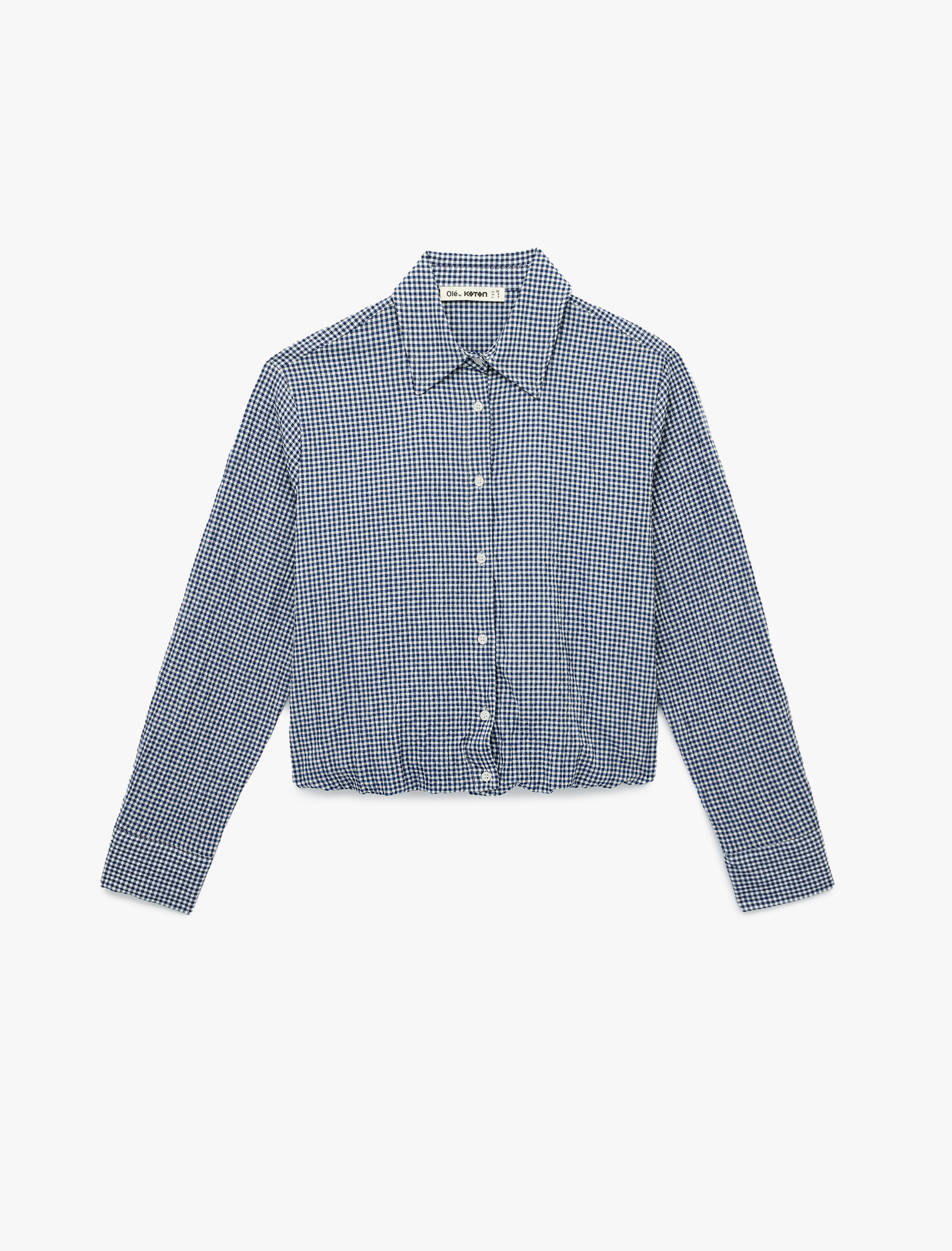   Düğmeli Rahat Kalıp Uzun Kollu Klasik Yaka Kareli Gömlek