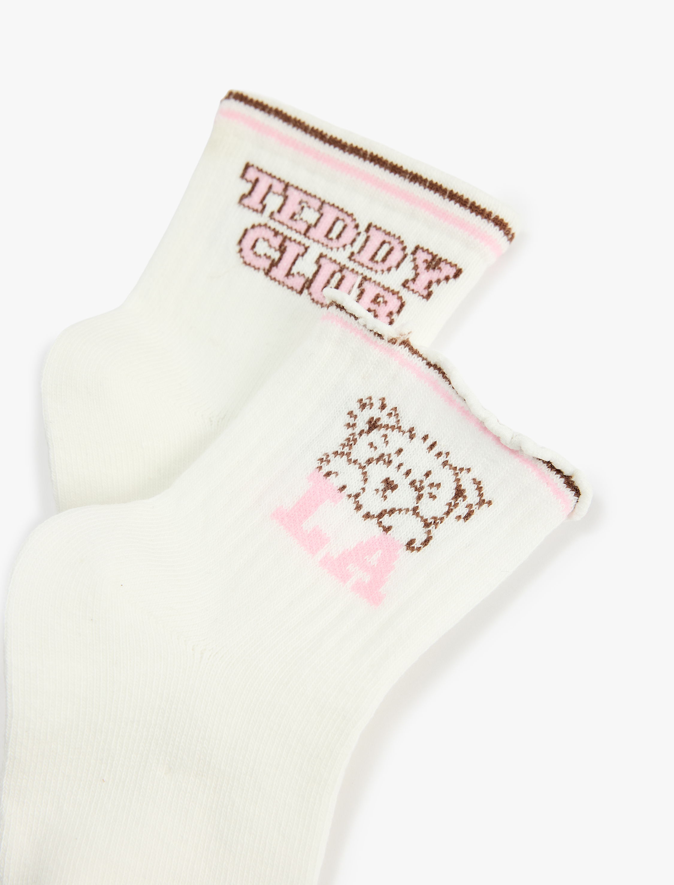  Kız Bebek Pamuklu Ayıcık Desenli 2'li Çorap Seti