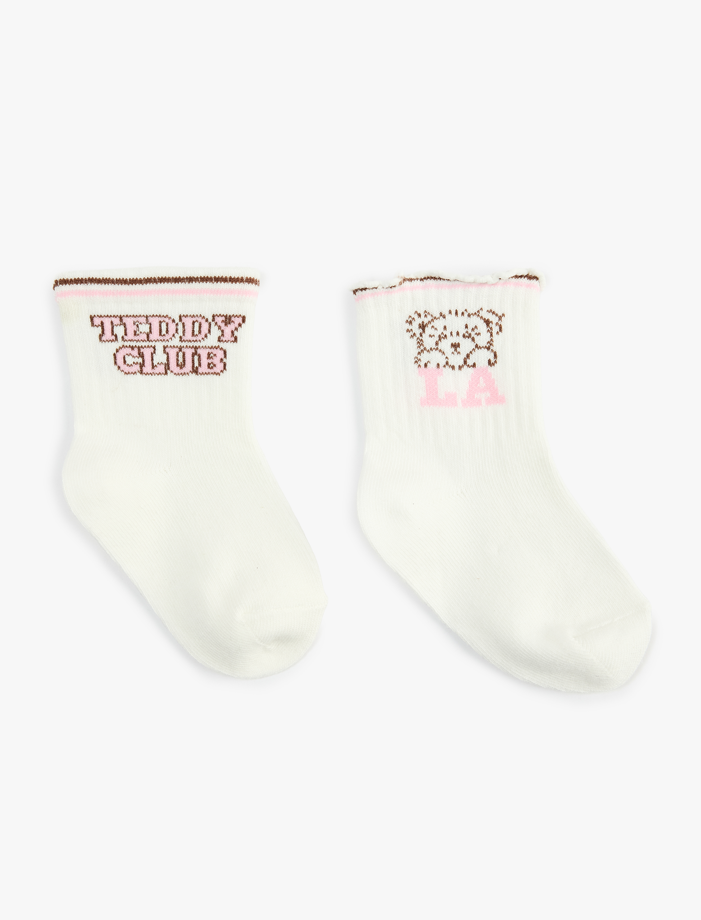  Kız Bebek Pamuklu Ayıcık Desenli 2'li Çorap Seti