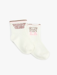 Pamuklu Ayıcık Desenli 2'li Çorap Seti