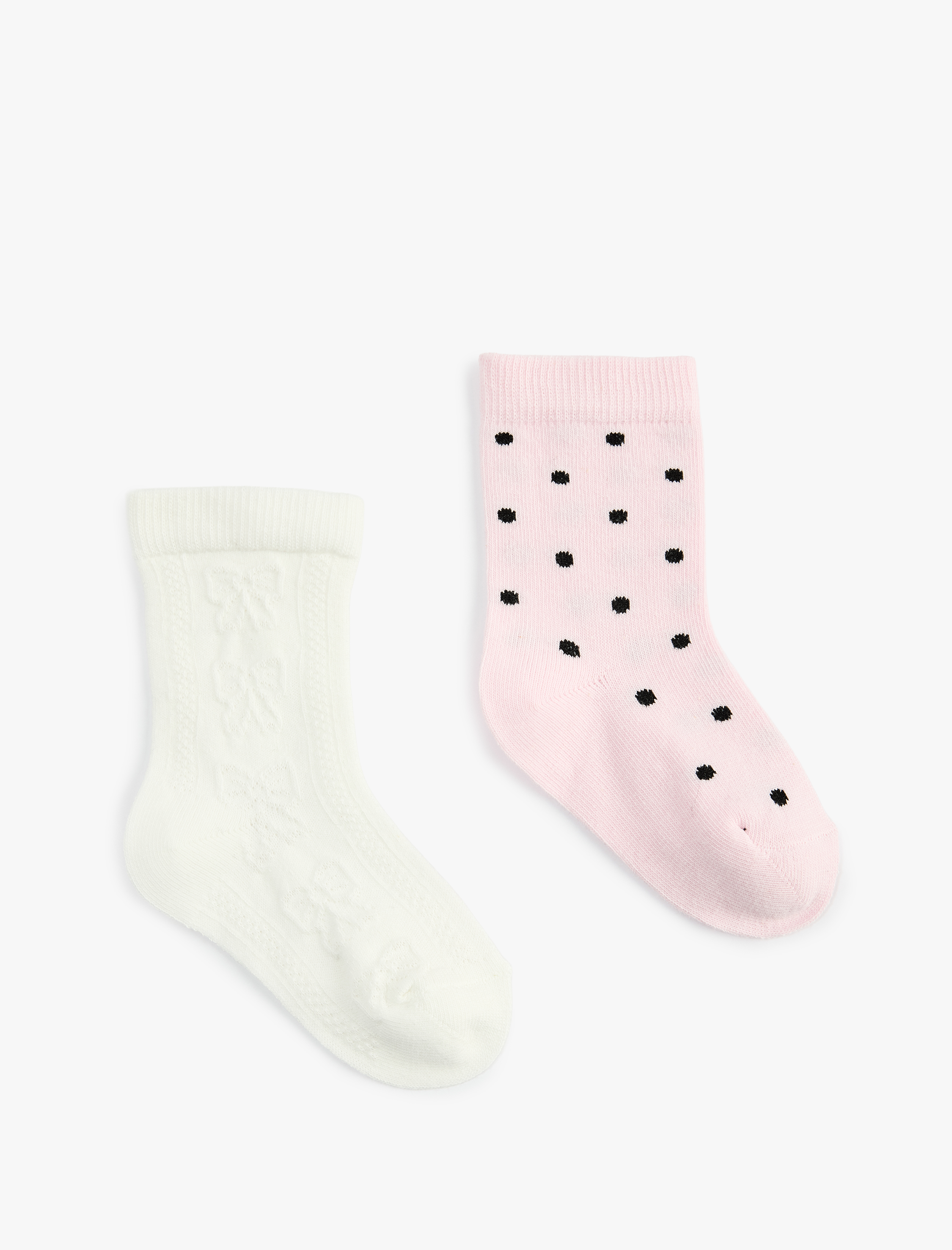  Kız Bebek Pamuklu Desenli 2'li Çorap Seti