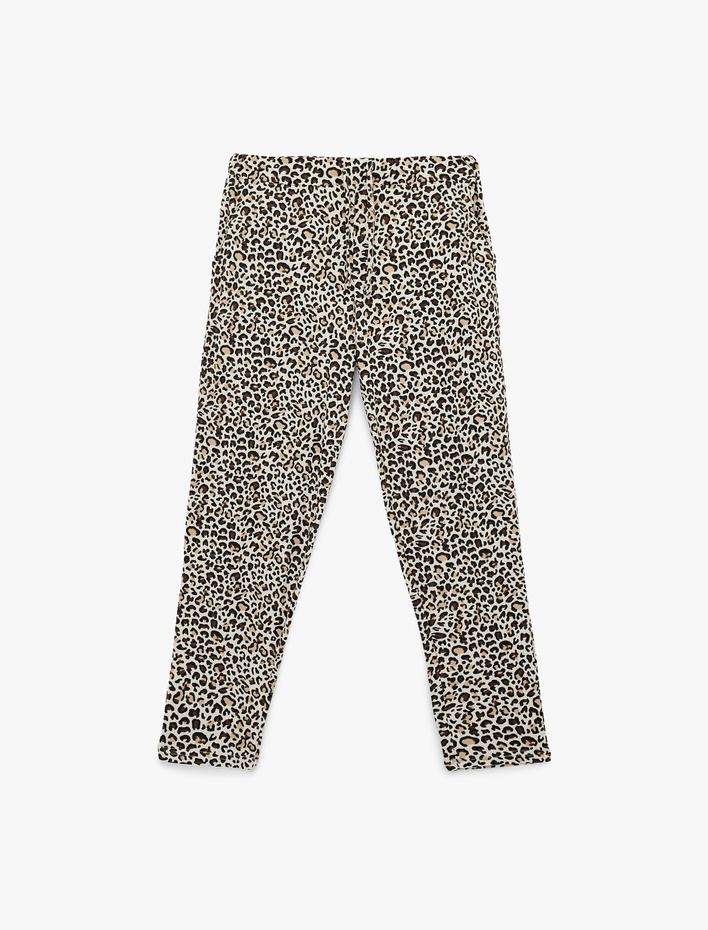  Rahat Kalıp Cepli Leopar Desenli Pijama Altı