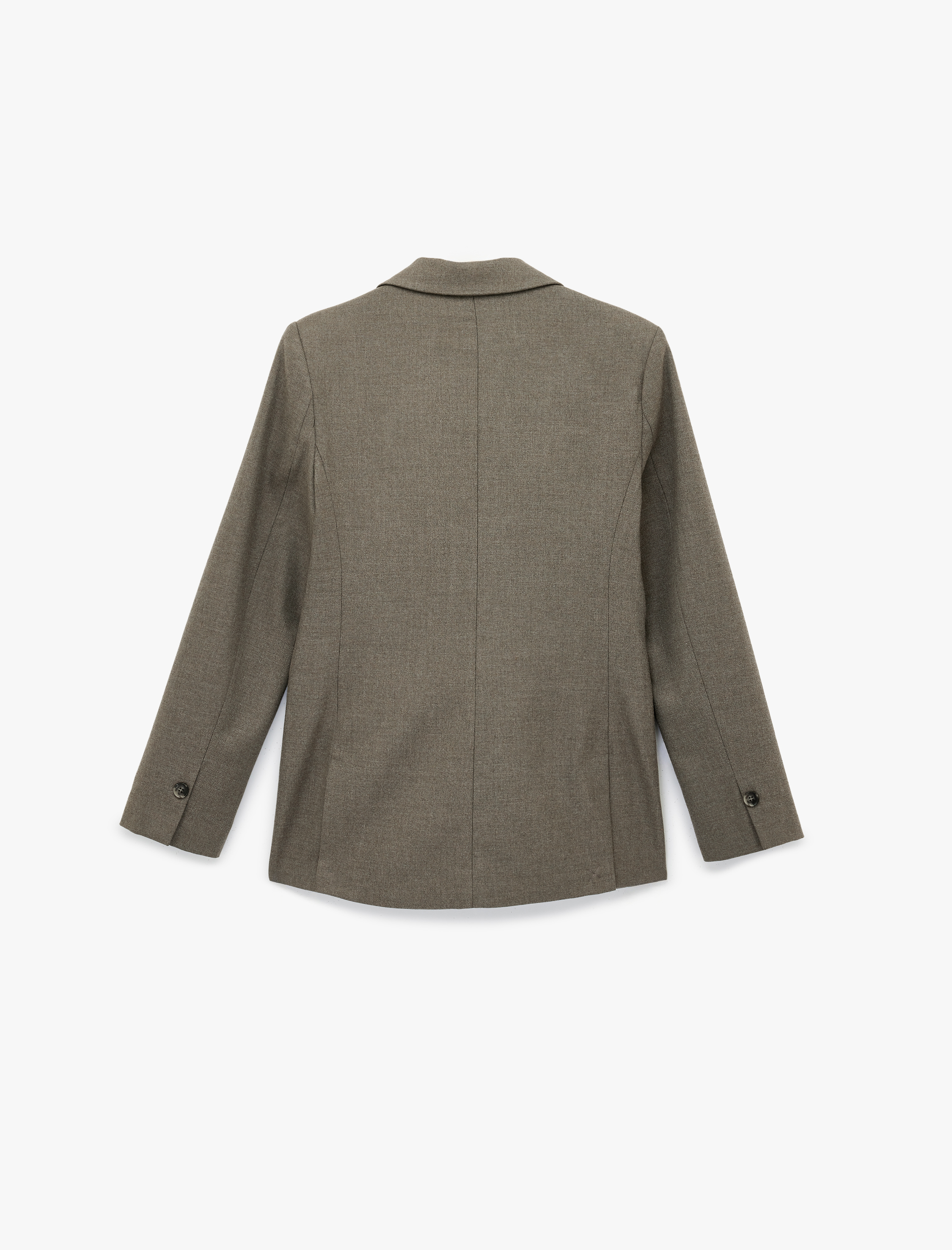   Viskon Karışımlı Geniş Yaka Uzun Kollu Düğmeli Cep Detaylı Blazer Ceket