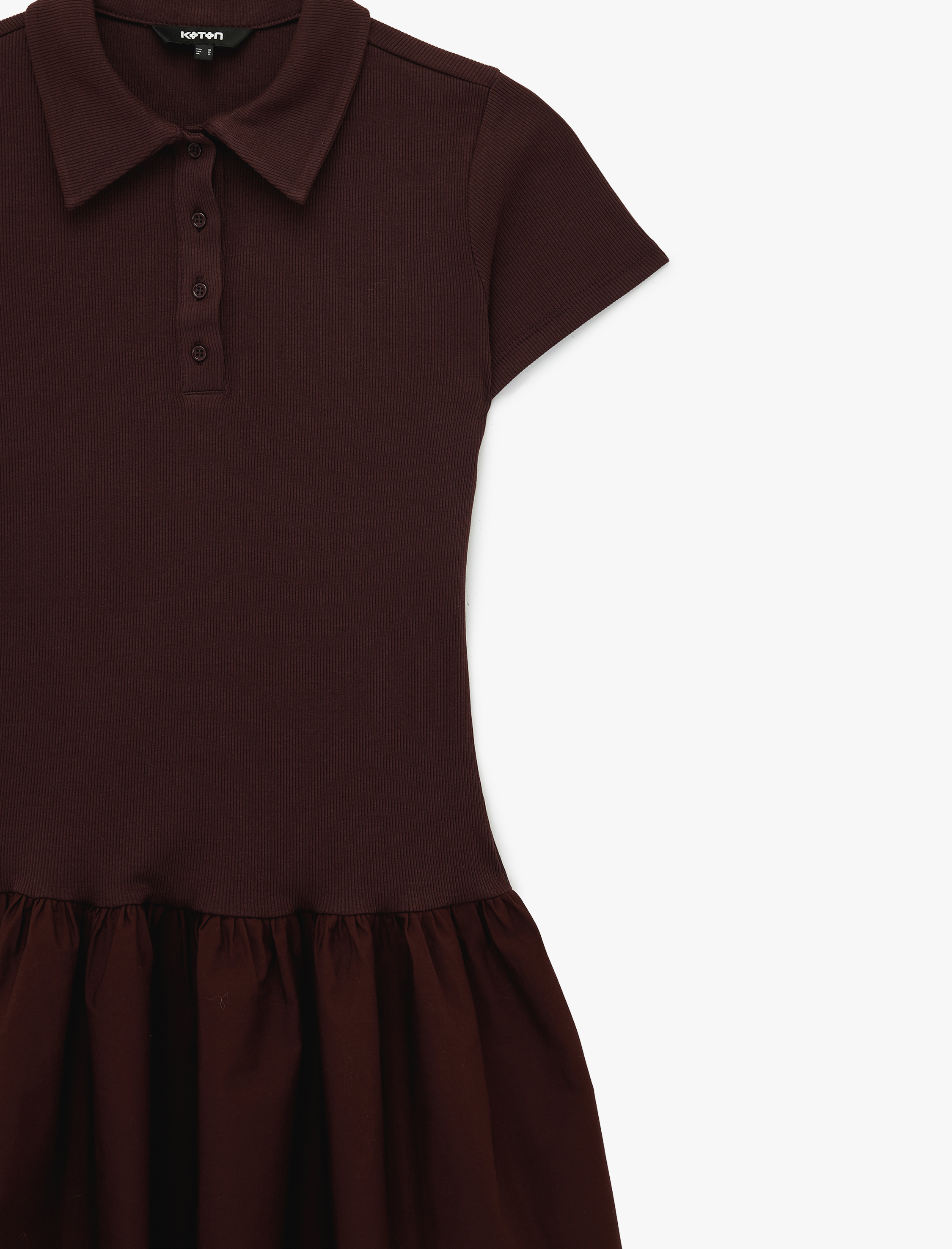   Pamuklu Düğmeli Kısa Kollu Mini Polo Yaka Elbise