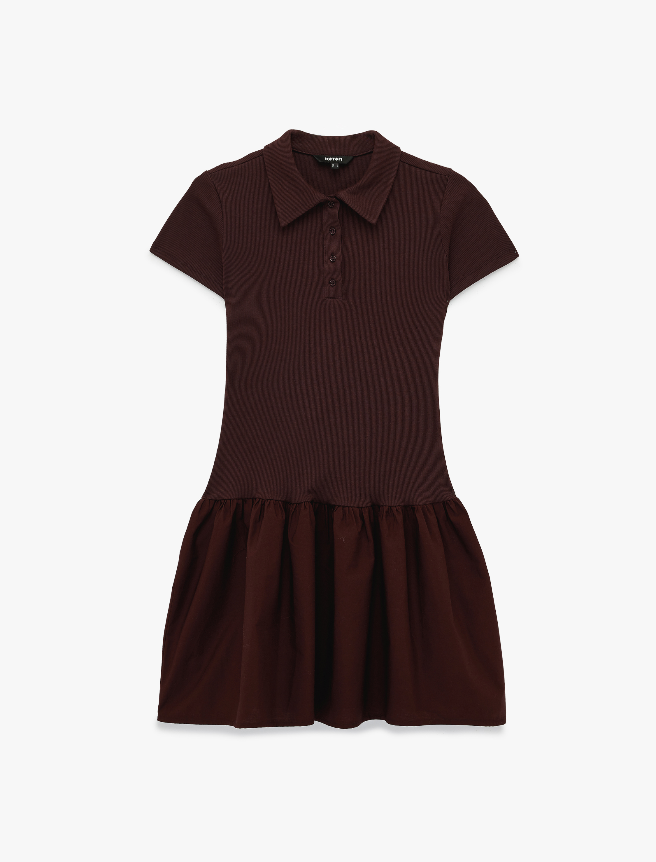   Pamuklu Düğmeli Kısa Kollu Mini Polo Yaka Elbise