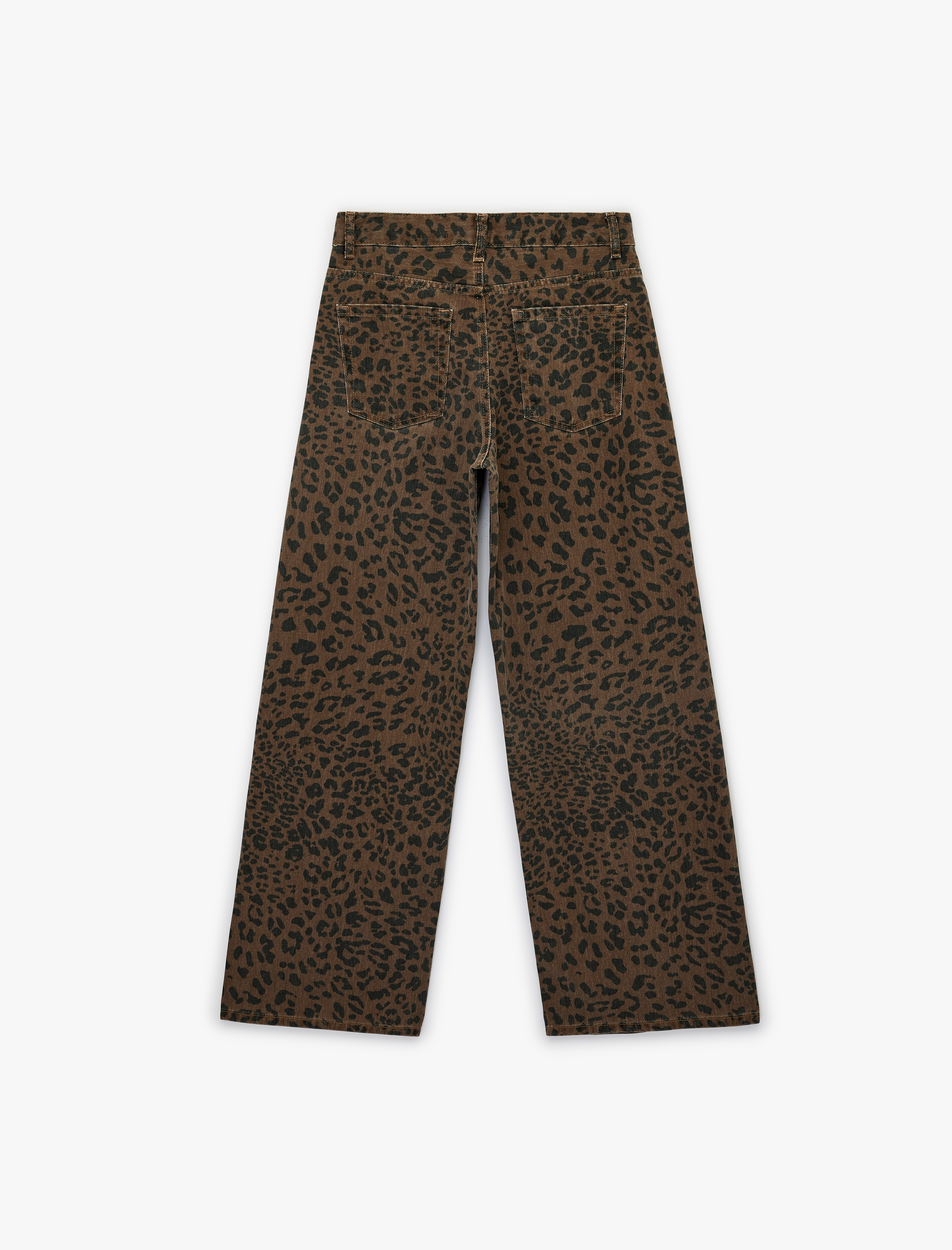   Koton X Sima Tarkan -  Pamuklu Düğmeli Cepli Bol Kalıp Leopar Desenli Jean Pantolon