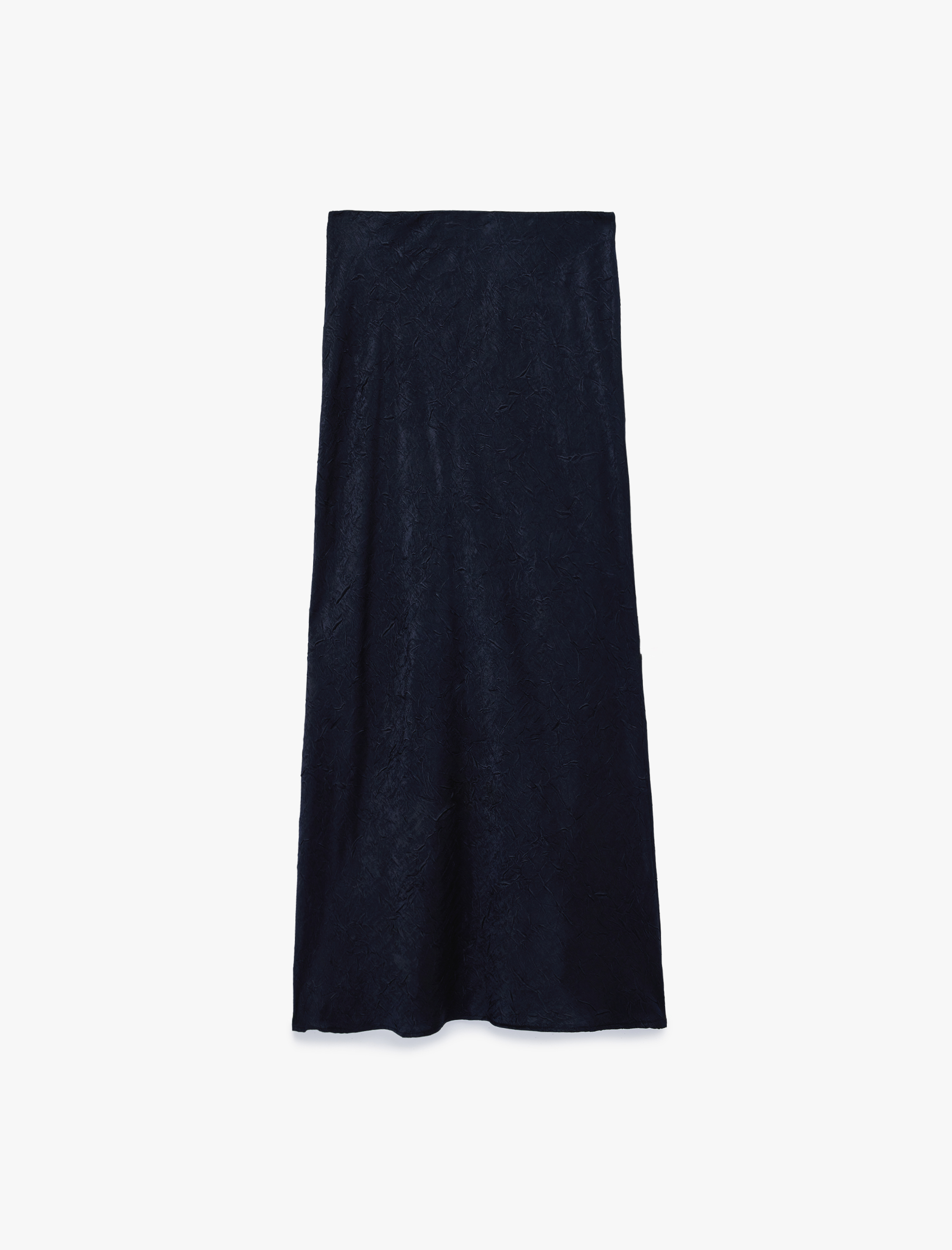   Slim Fit Balık Kesim Dokulu Midi Saten Etek