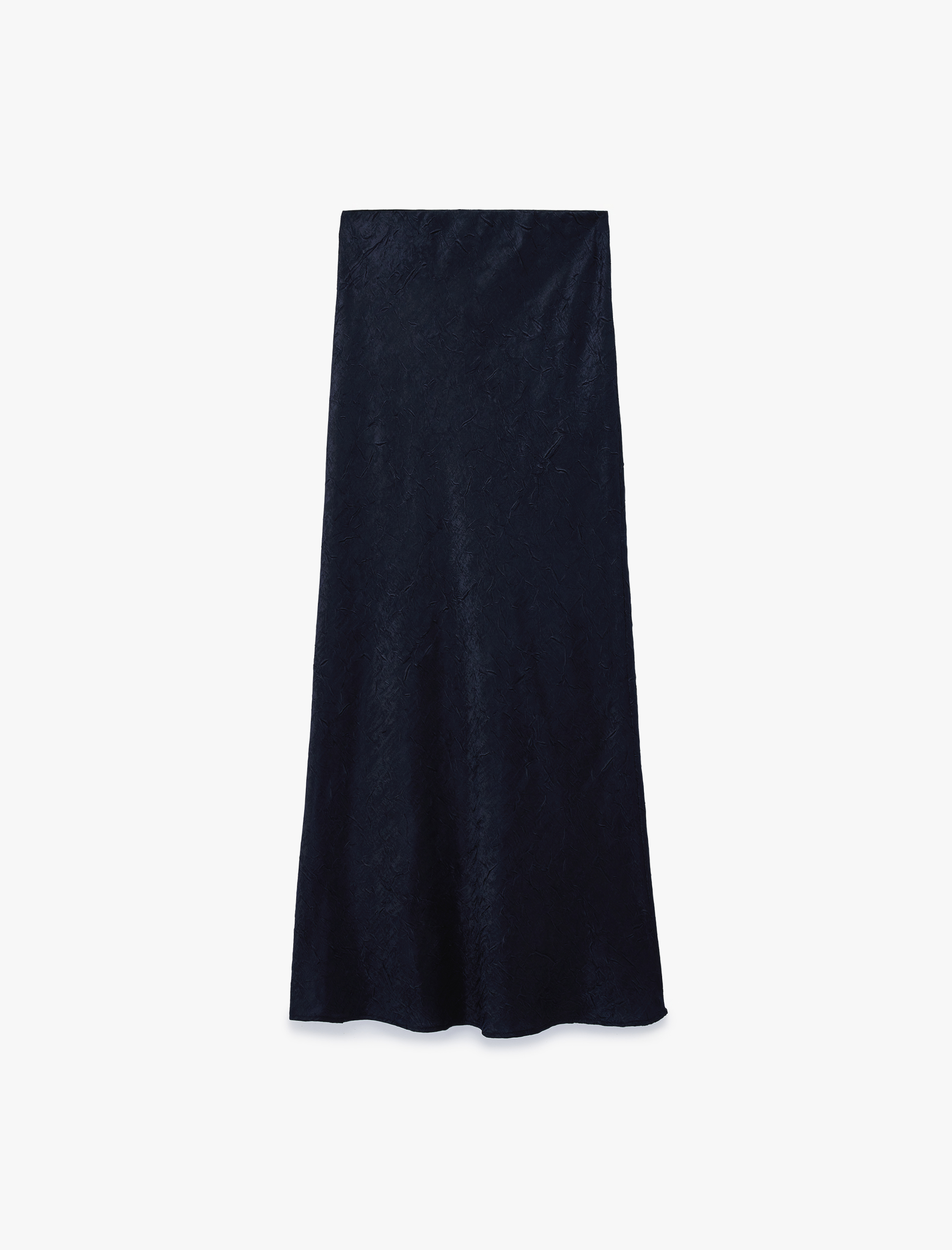   Slim Fit Balık Kesim Dokulu Midi Saten Etek