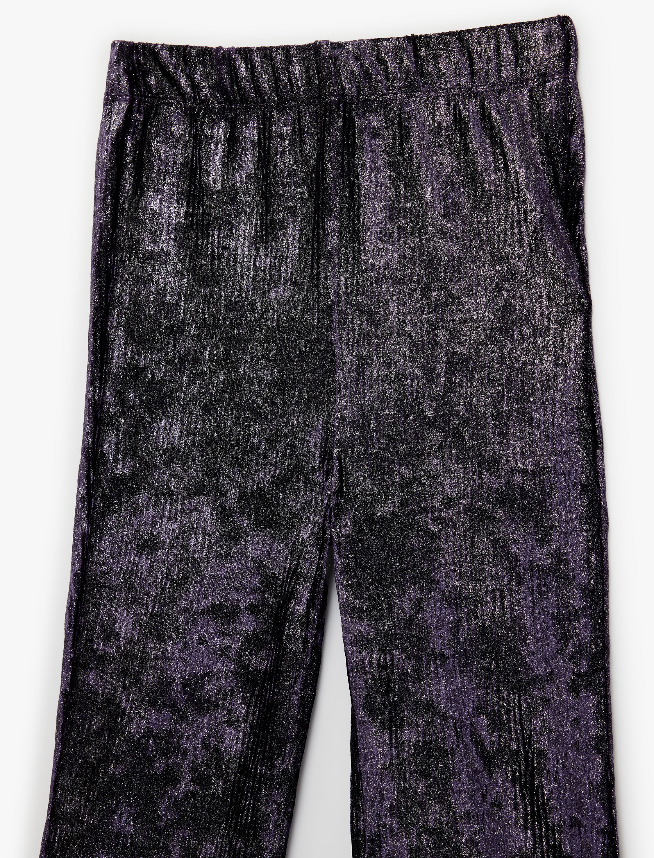  Kız Çocuk Parlak Detaylı Beli Lastikli Slim Fit İspanyol Paça Pantolon