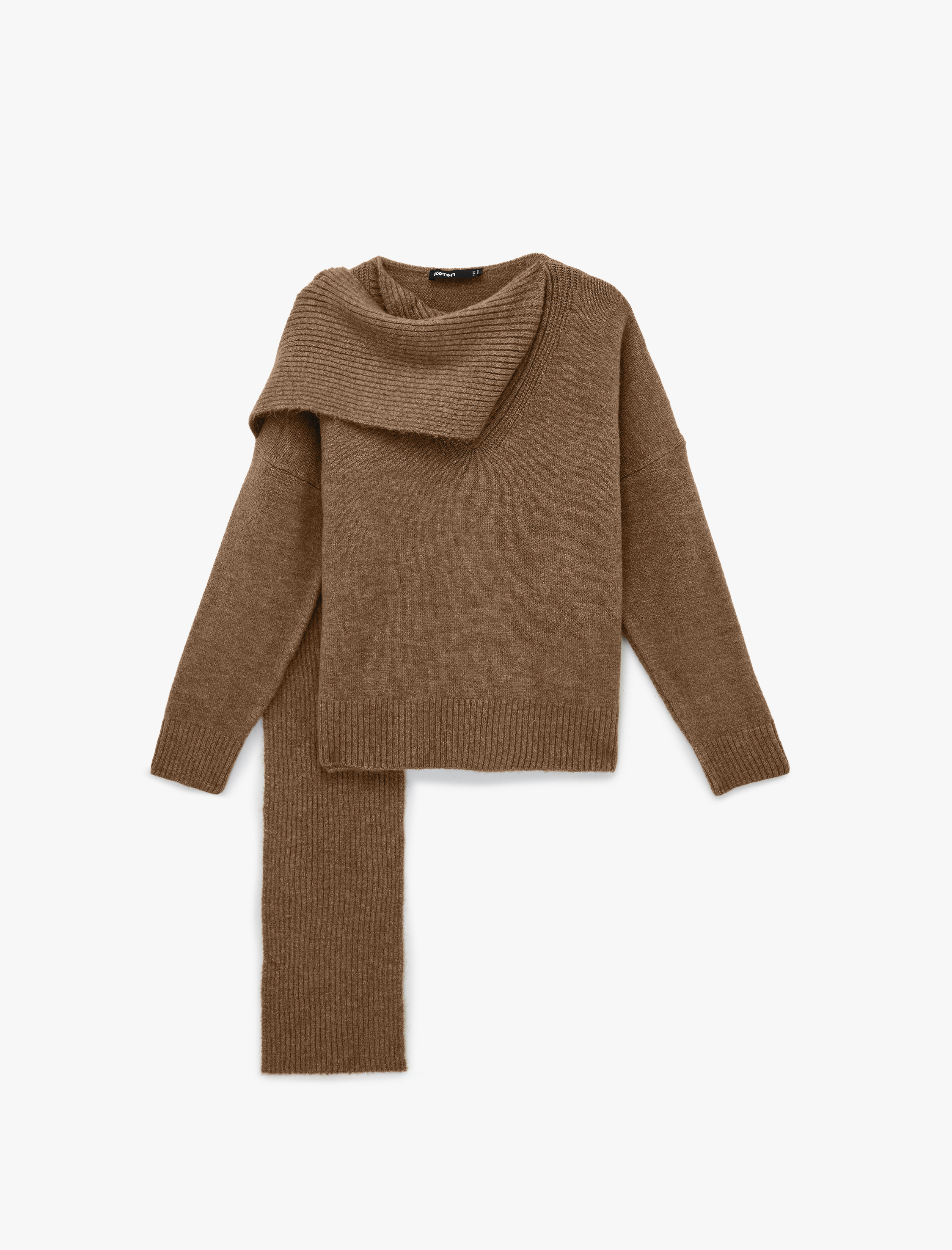   Koton X Şahika Ercümen - Uzun Kollu Oversize Triko Atkılı Kazak