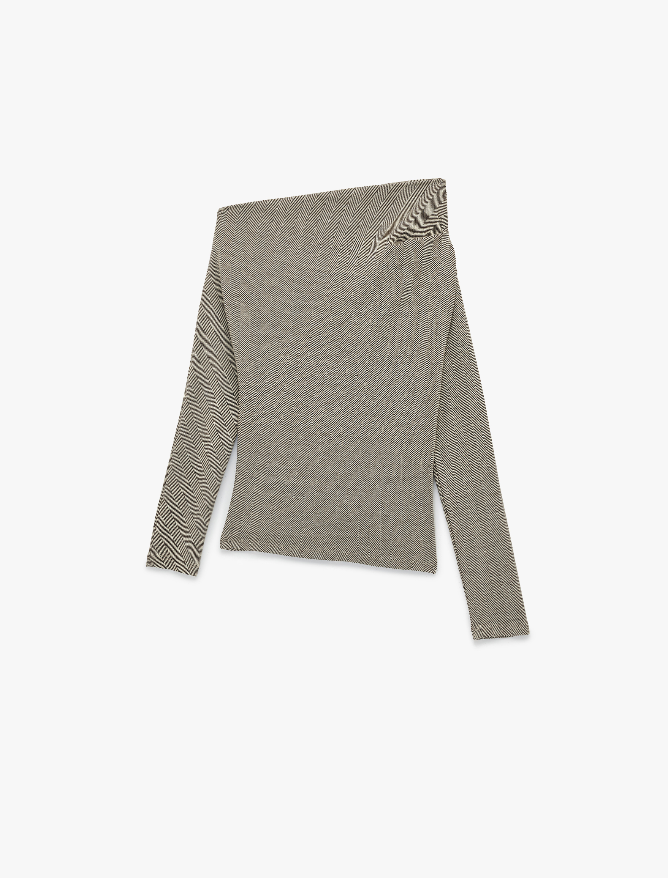   Koton X Şahika Ercümen - Slim Fit Uzun Kollu Asimetrik Yaka Açık Omuz Bluz