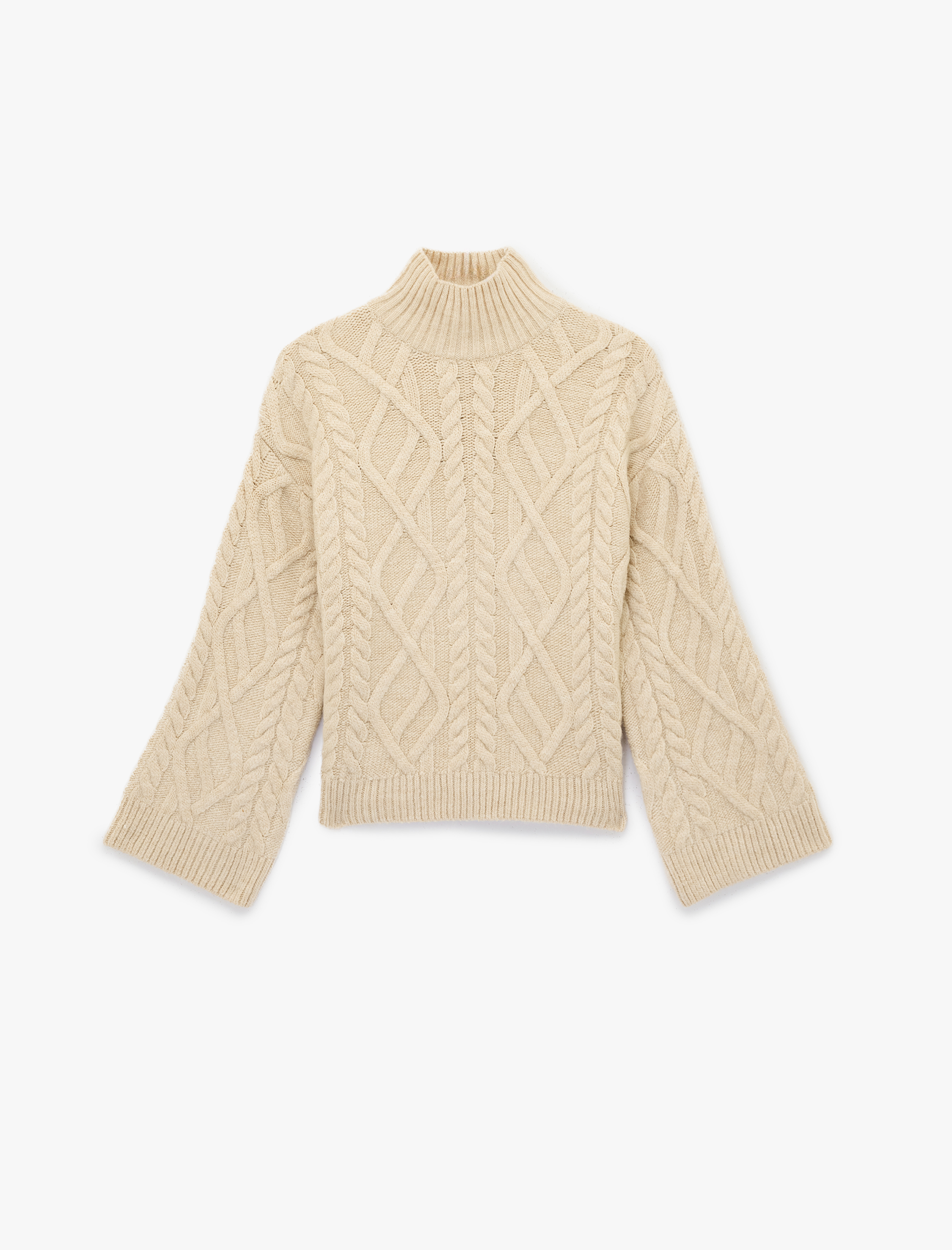   Koton X Şahika Ercümen - Uzun Kollu Balıkçı Yaka Saç Örgü Kazak