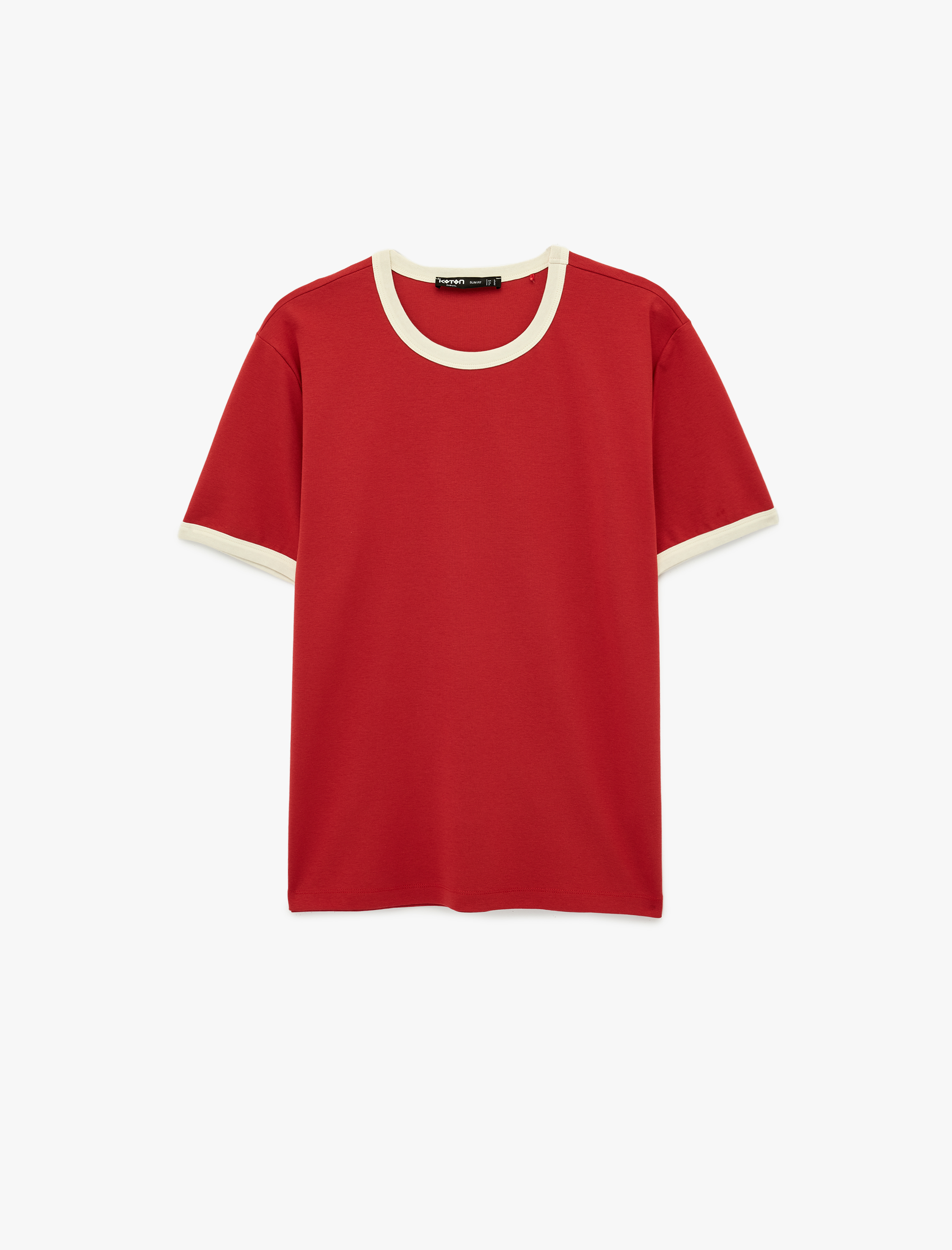   Kısa Kollu Biyeli Pamuklu Bisiklet Yaka Slim Fit Tişört