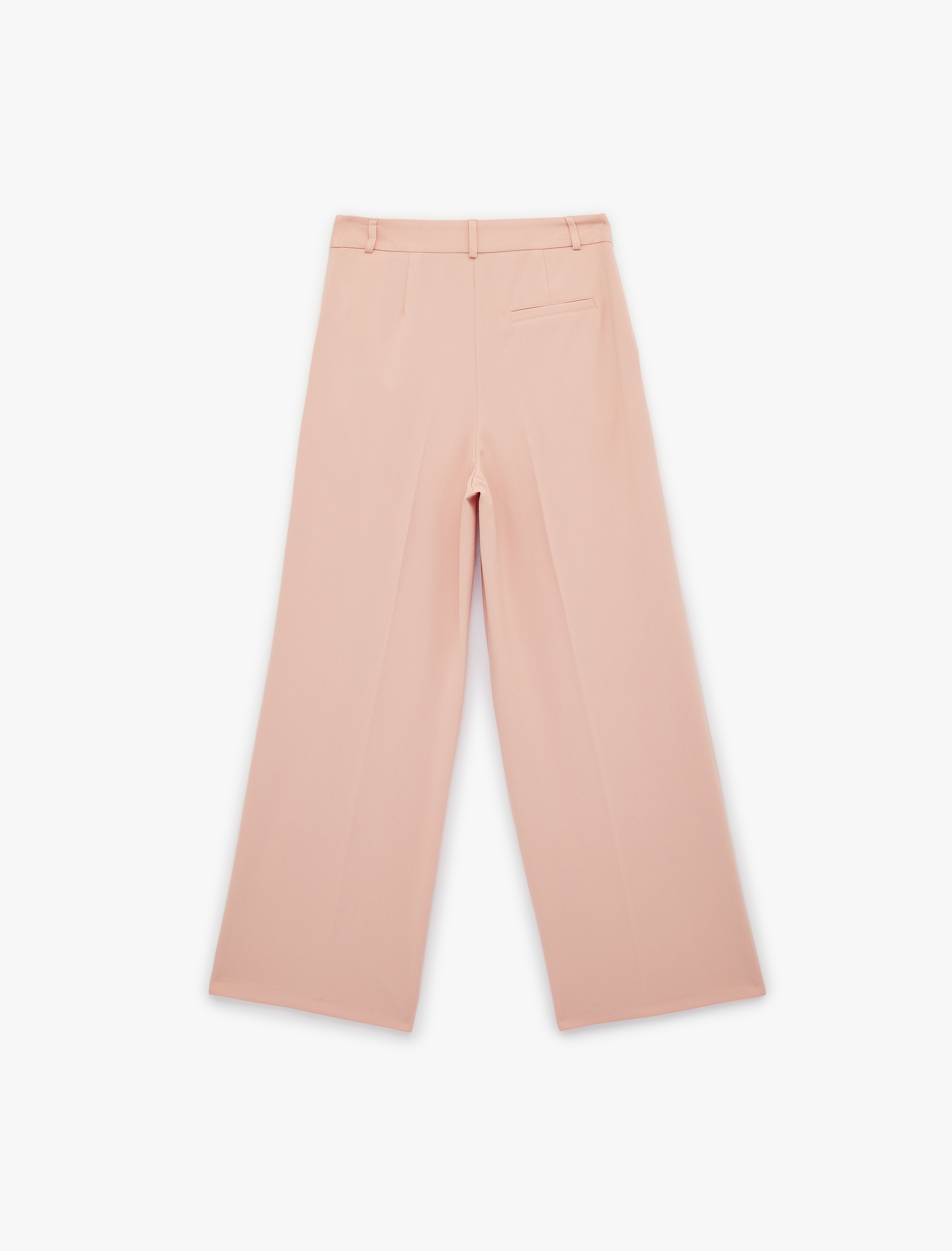   Yüksek Bel Viskon Karışımlı Cepli Pileli Geniş Paça Pantolon