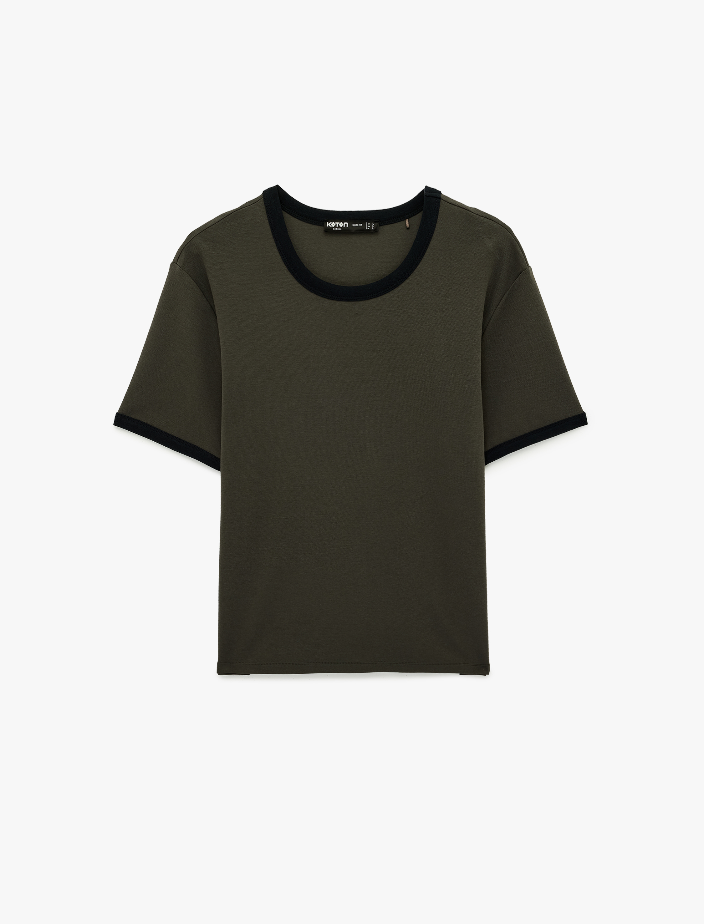   Kısa Kollu Biyeli Pamuklu Bisiklet Yaka Slim Fit Tişört