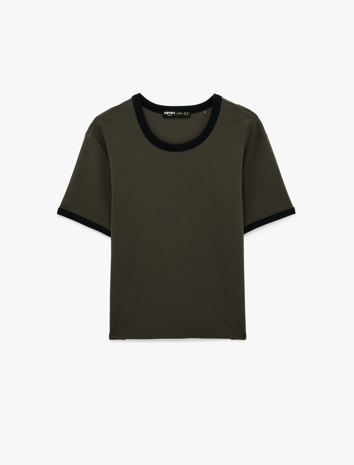  Kısa Kollu Biyeli Pamuklu Bisiklet Yaka Slim Fit Tişört