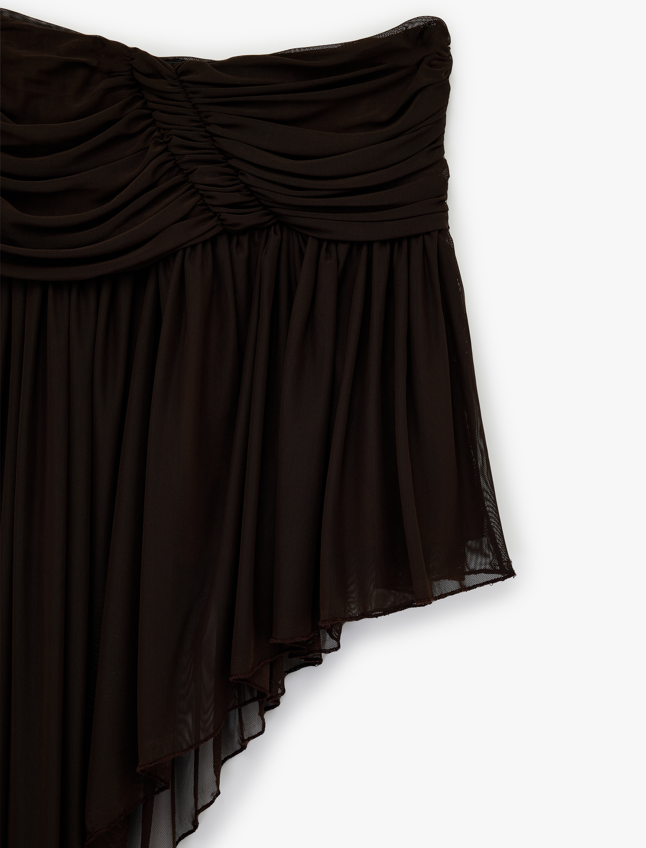   Slim Fit Drapeli Asimetrik Kesim Tül Etek