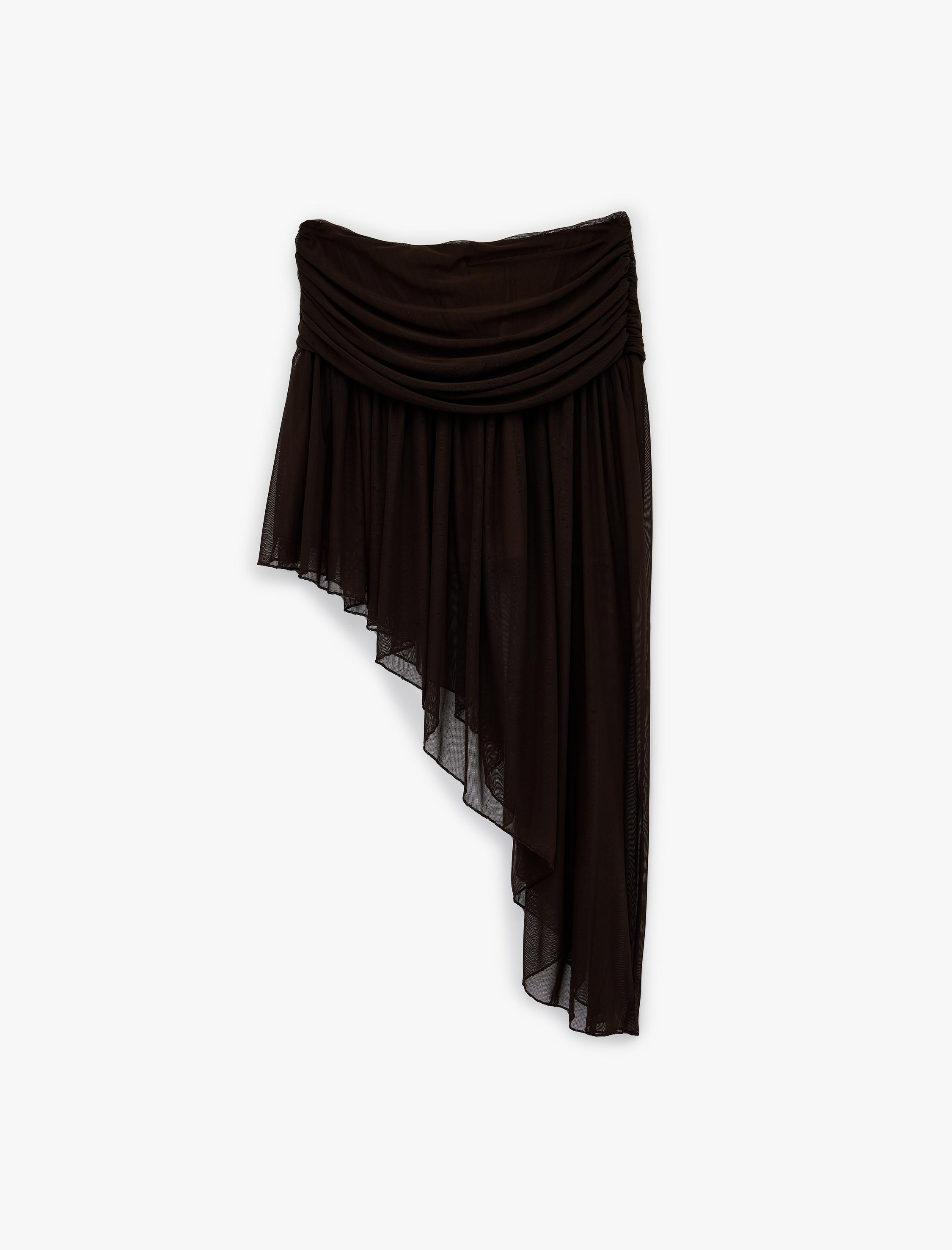   Slim Fit Drapeli Asimetrik Kesim Tül Etek