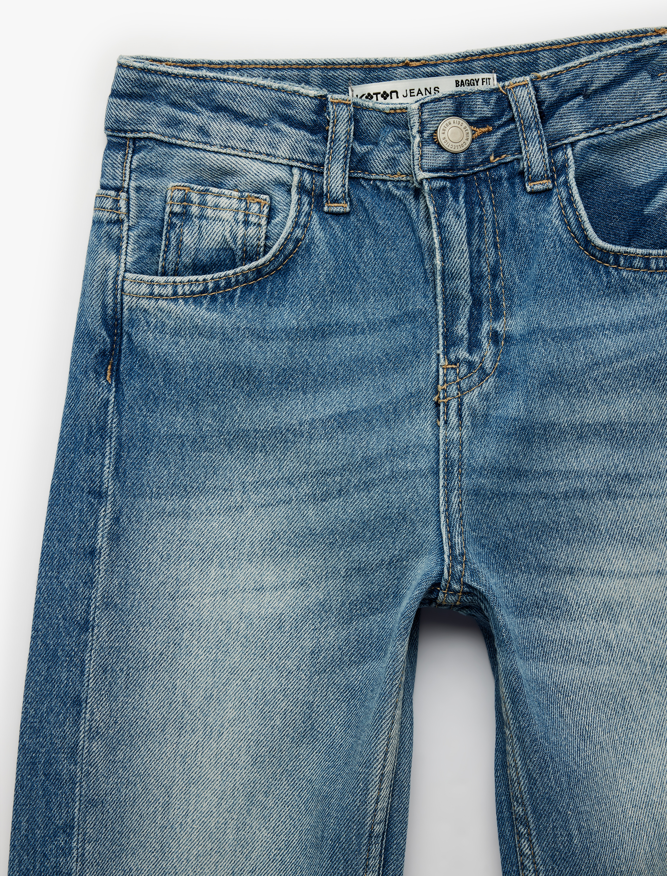  Erkek Çocuk Pamuklu Cepli Rahat Kesim Denim Pantolon