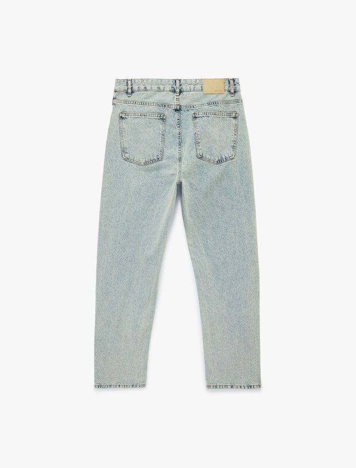 Normal Bel Pamuklu Vintage Straight Jean Pantolon