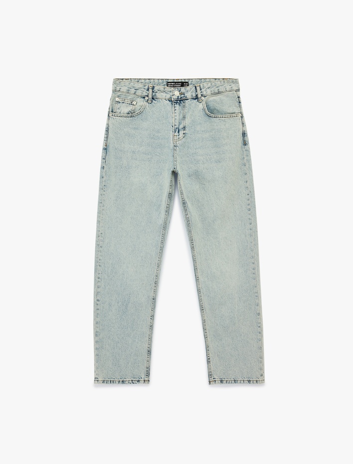  Normal Bel Pamuklu Vintage Straight Jean Pantolon