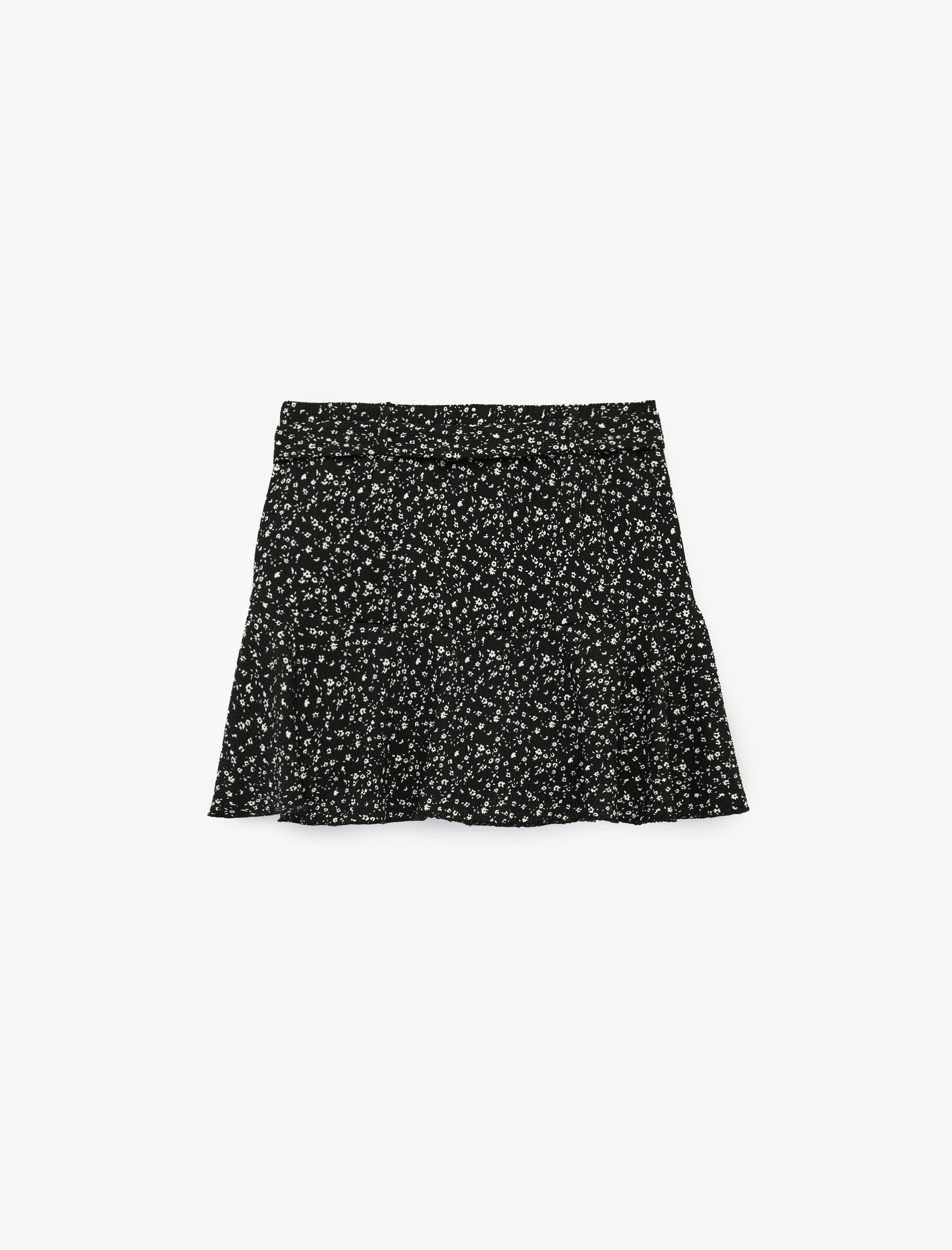   Rahat Kesim Bürümcük Çiçekli Mini Şort Etek