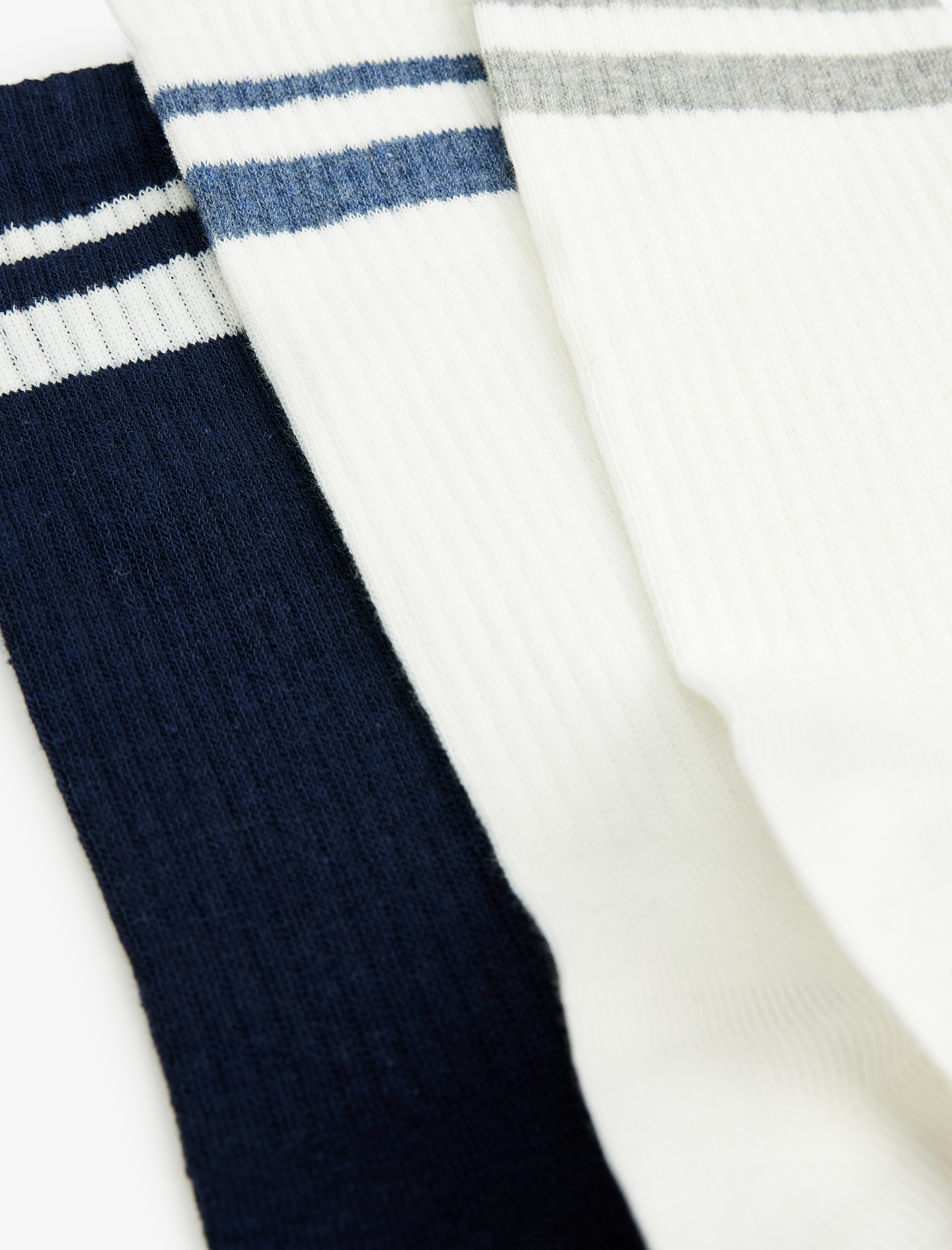  Erkek 3'lü Çizgili Soket Tenis Çorabı Seti