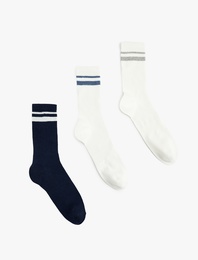 3'lü Çizgili Soket Tenis Çorabı Seti