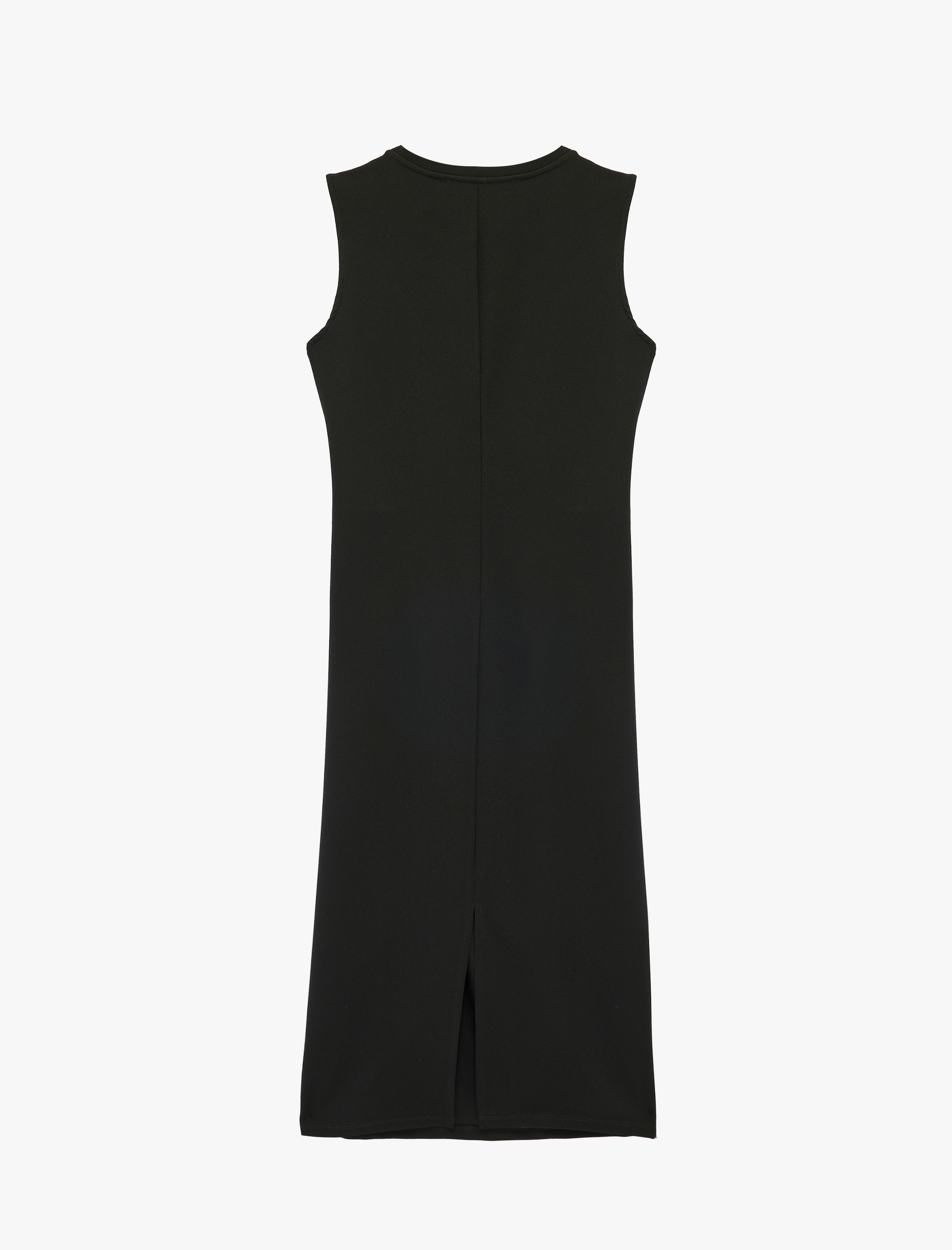   Krep Scuba Kumaş Bisiklet Yaka Kolsuz Bağlama Detaylı Midi Elbise