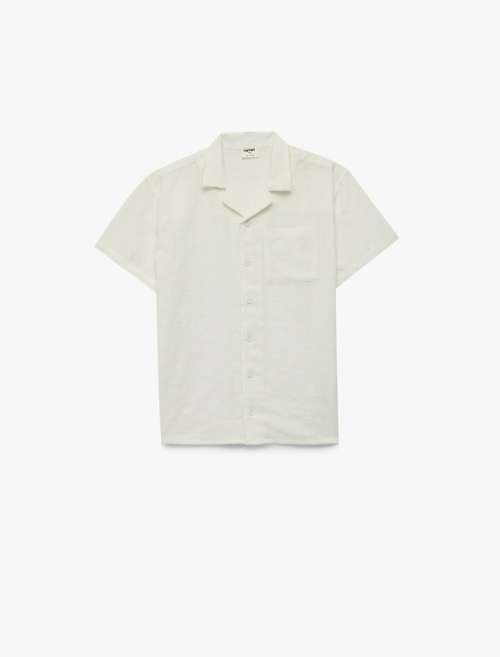 Erkek Çocuk Pamuklu Devrik Yaka Basic Kısa Kollu Gömlek