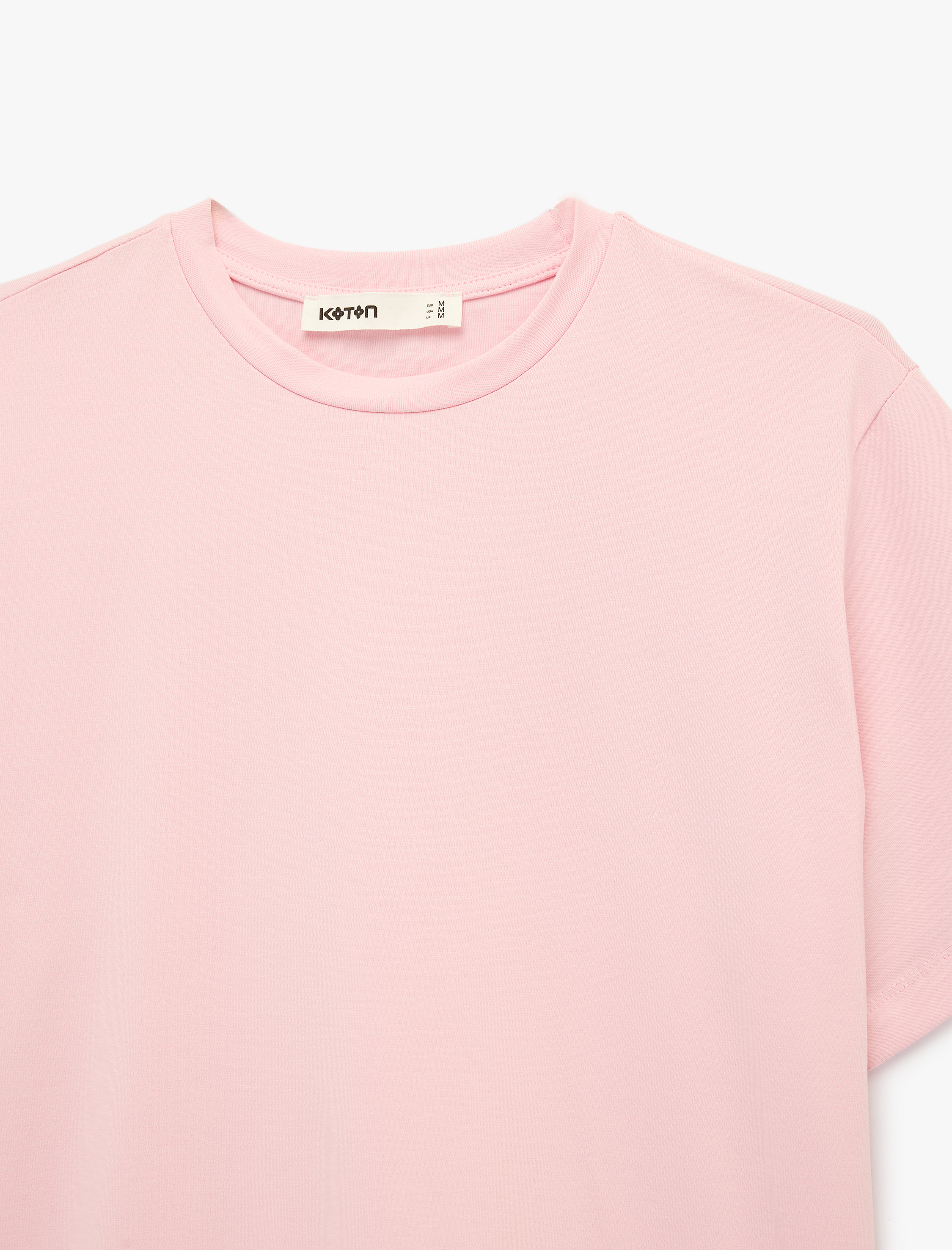   Pamuklu Kısa Kollu Bisiklet Yaka Oversize Basic Tişört