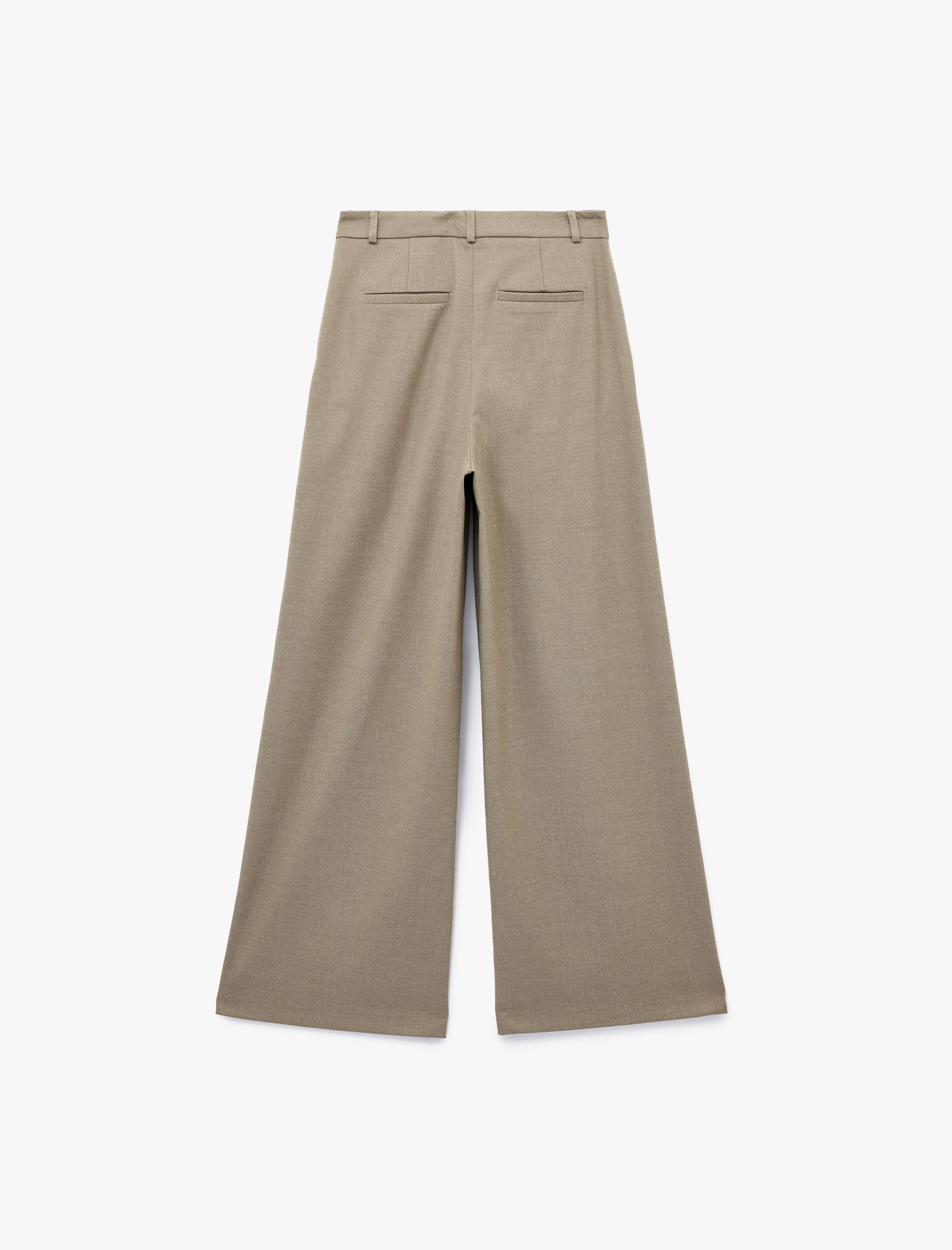   Viskon Karışımlı Cepli Yüksek Bel Düğme Detaylı Palazzo Pantolon