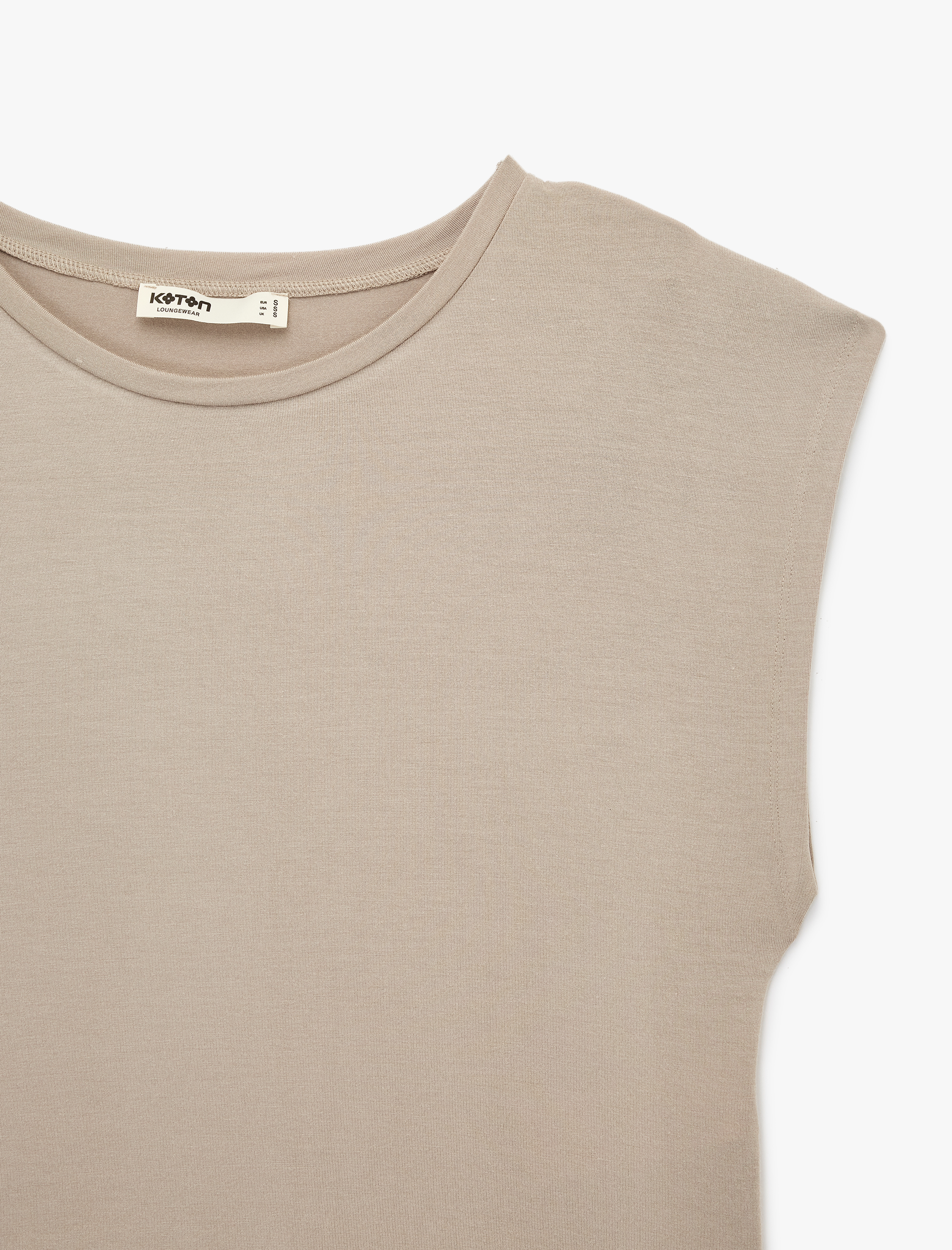   Rahat Kesim Bisiklet Yaka Kısa Kollu Modal Pijama Üstü