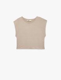 Rahat Kesim Bisiklet Yaka Kısa Kollu Modal Pijama Üstü