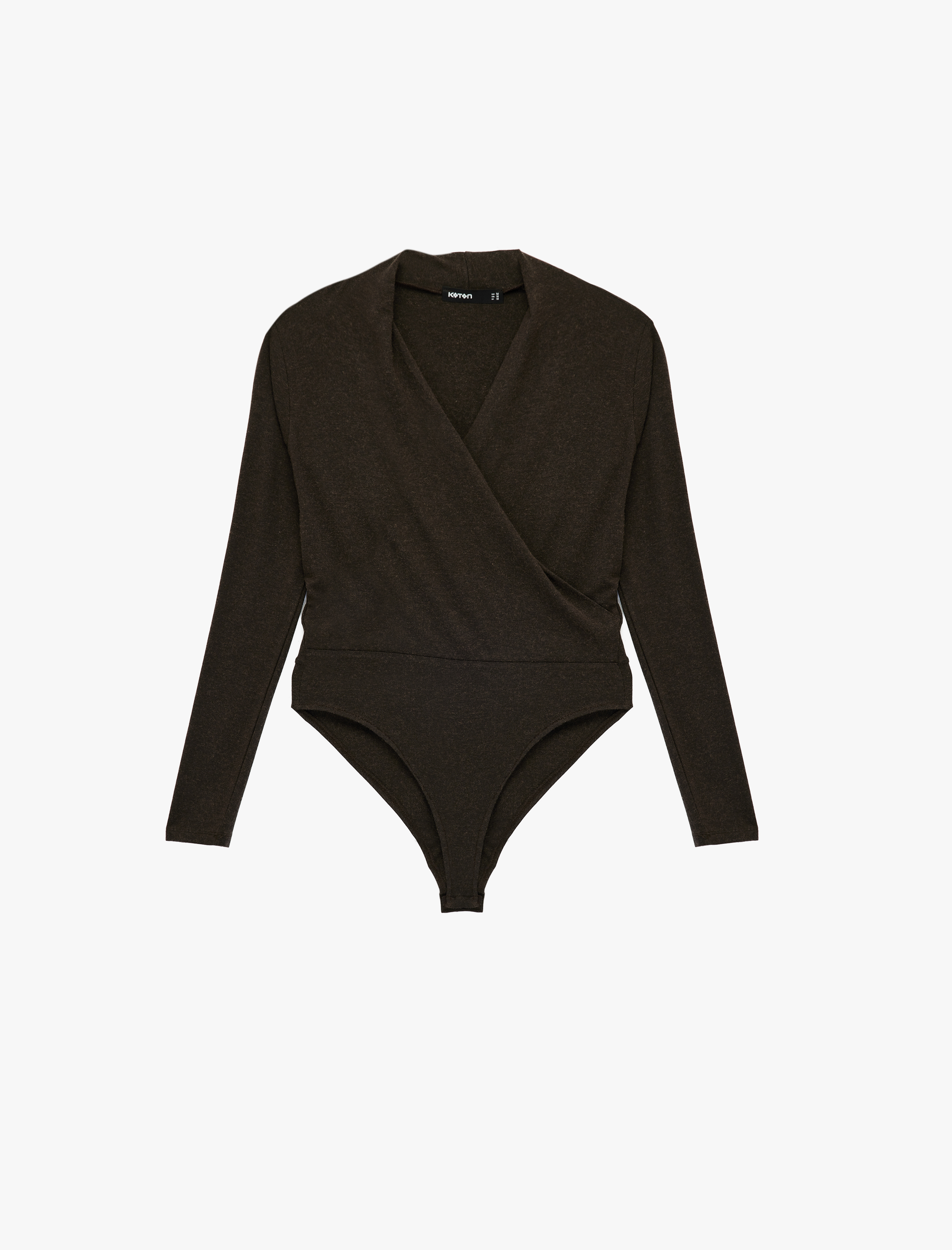   Koyun Yünü Karışımlı Uzun Kollu Slim Fit Kruvaze V Yaka Bodysuit