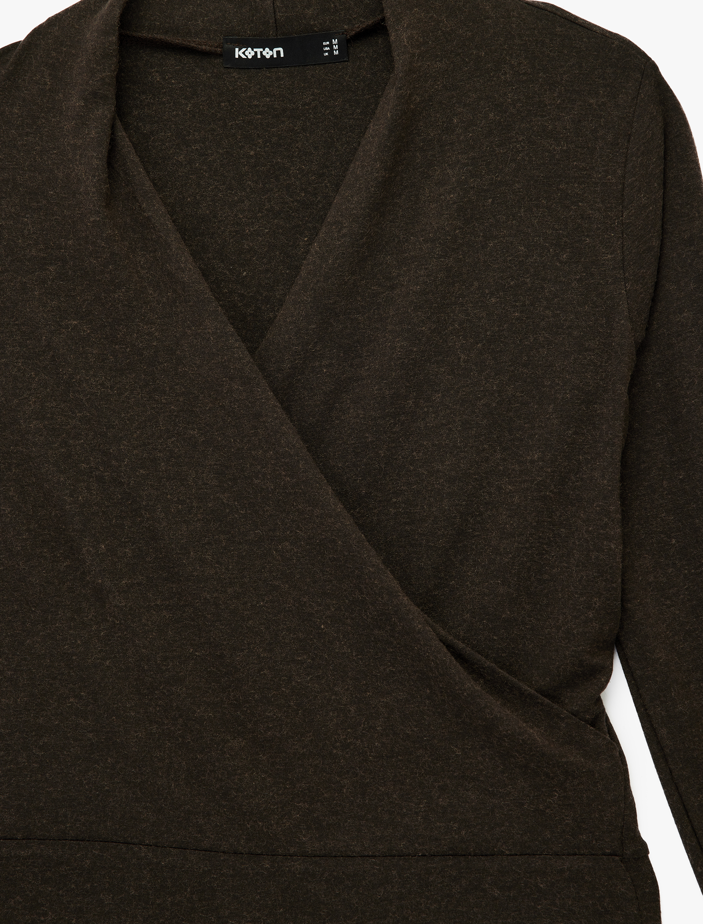   Koyun Yünü Karışımlı Uzun Kollu Slim Fit Kruvaze V Yaka Bodysuit