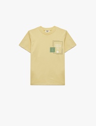 Kısa Kollu Bisiklet Yaka Pamuklu Baskılı Tişört