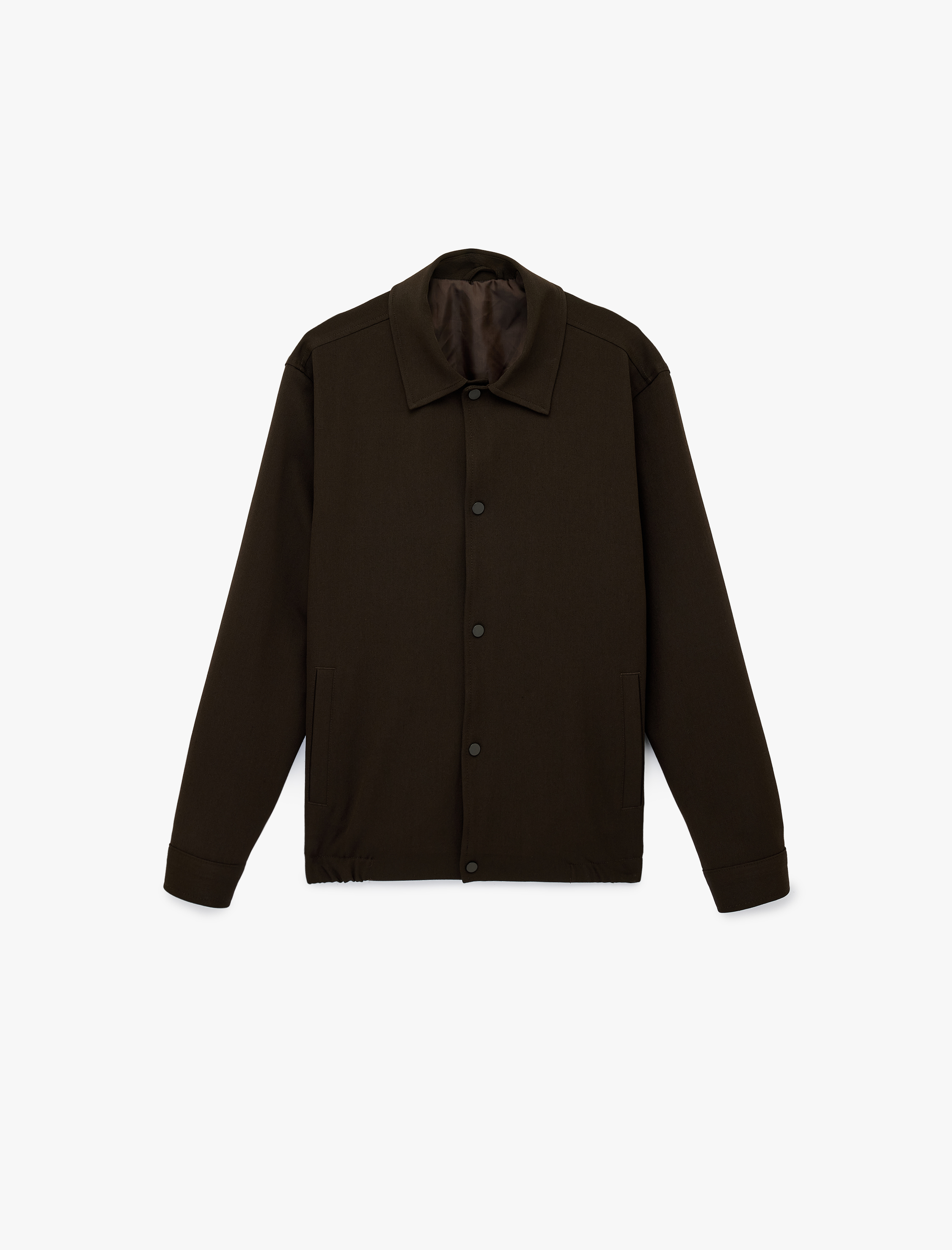   Viskon Karışımlı Uzun Kollu Cepli Gömlek Yaka Düğmeli Ceket