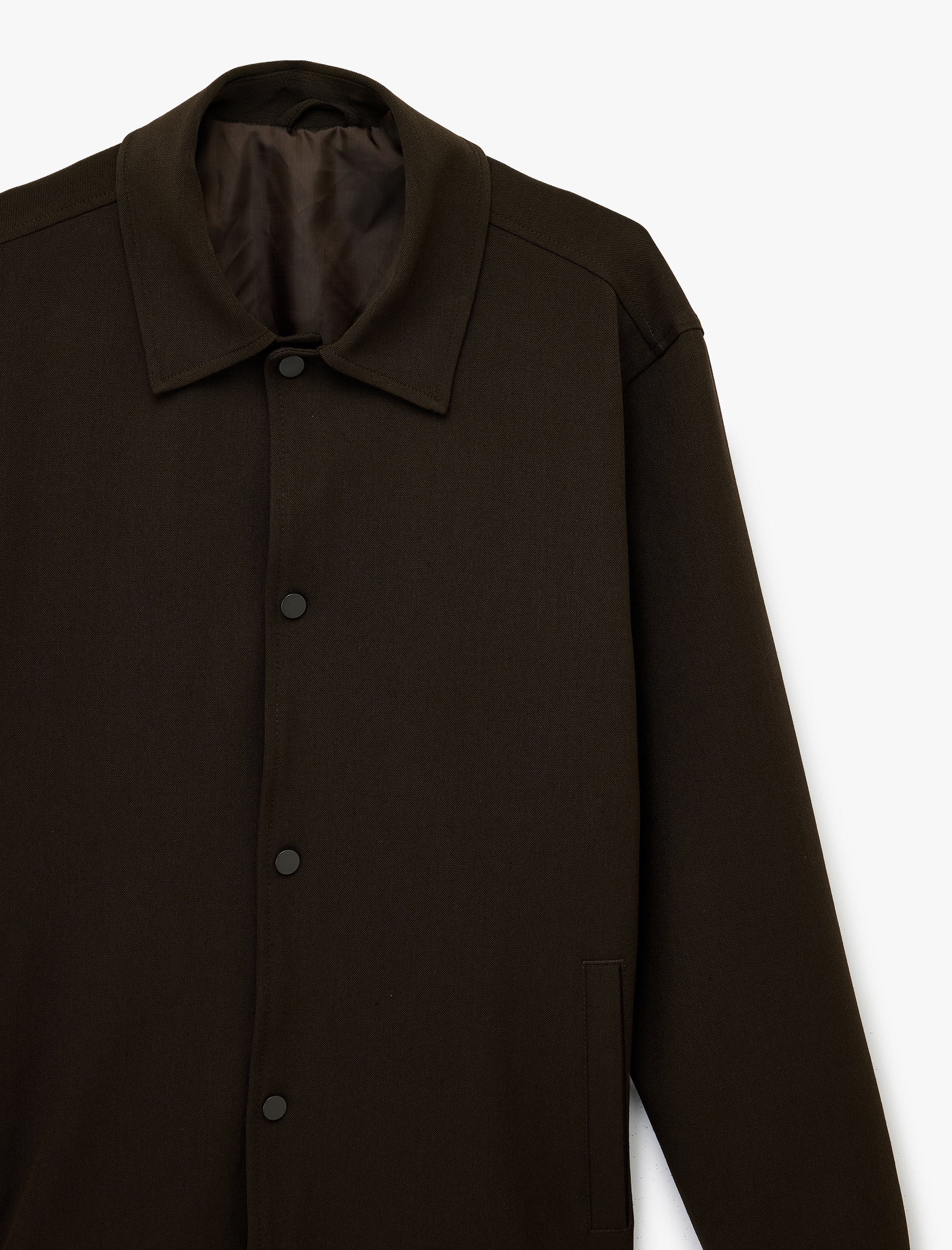   Viskon Karışımlı Uzun Kollu Cepli Gömlek Yaka Düğmeli Ceket