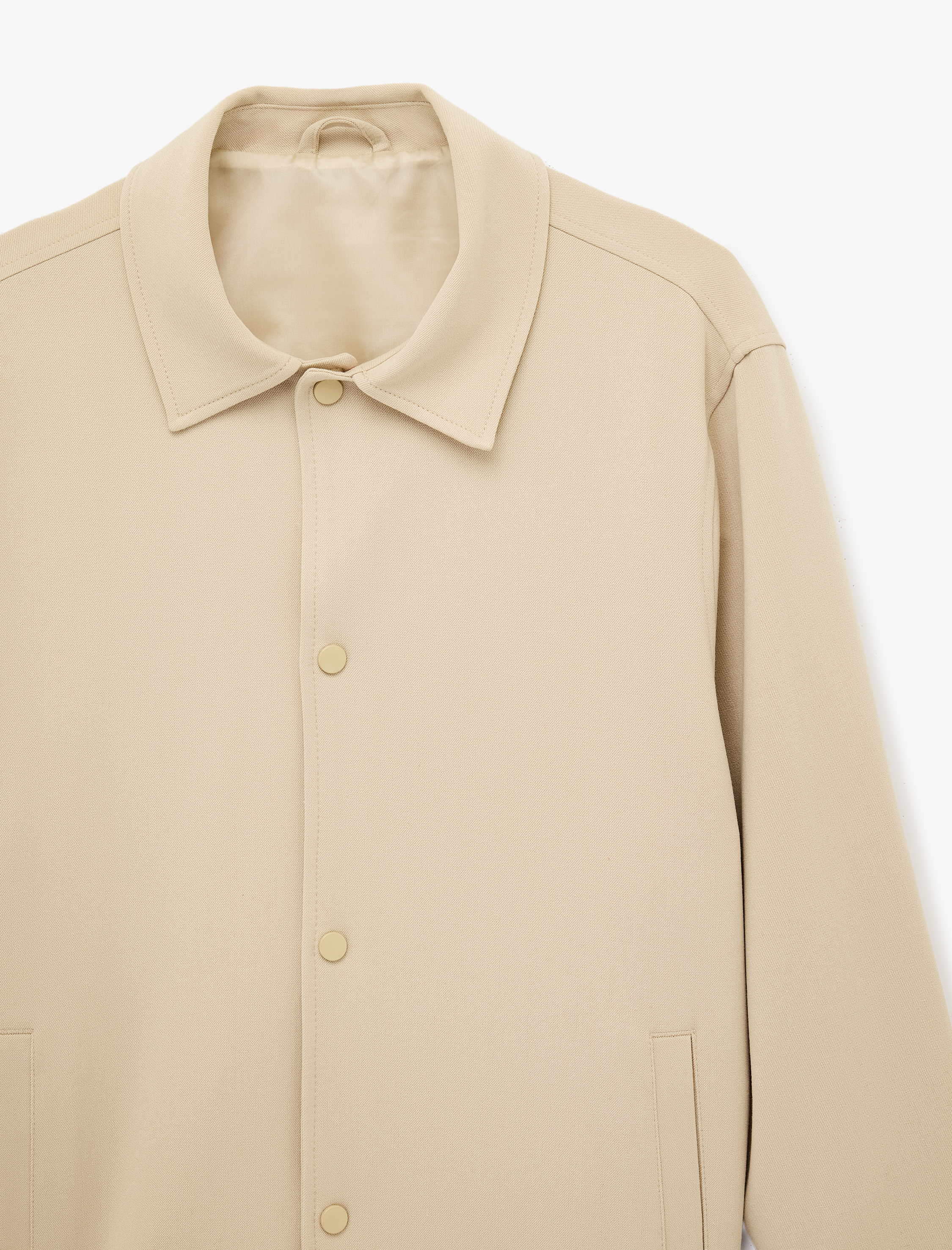   Viskon Karışımlı Uzun Kollu Cepli Gömlek Yaka Düğmeli Ceket