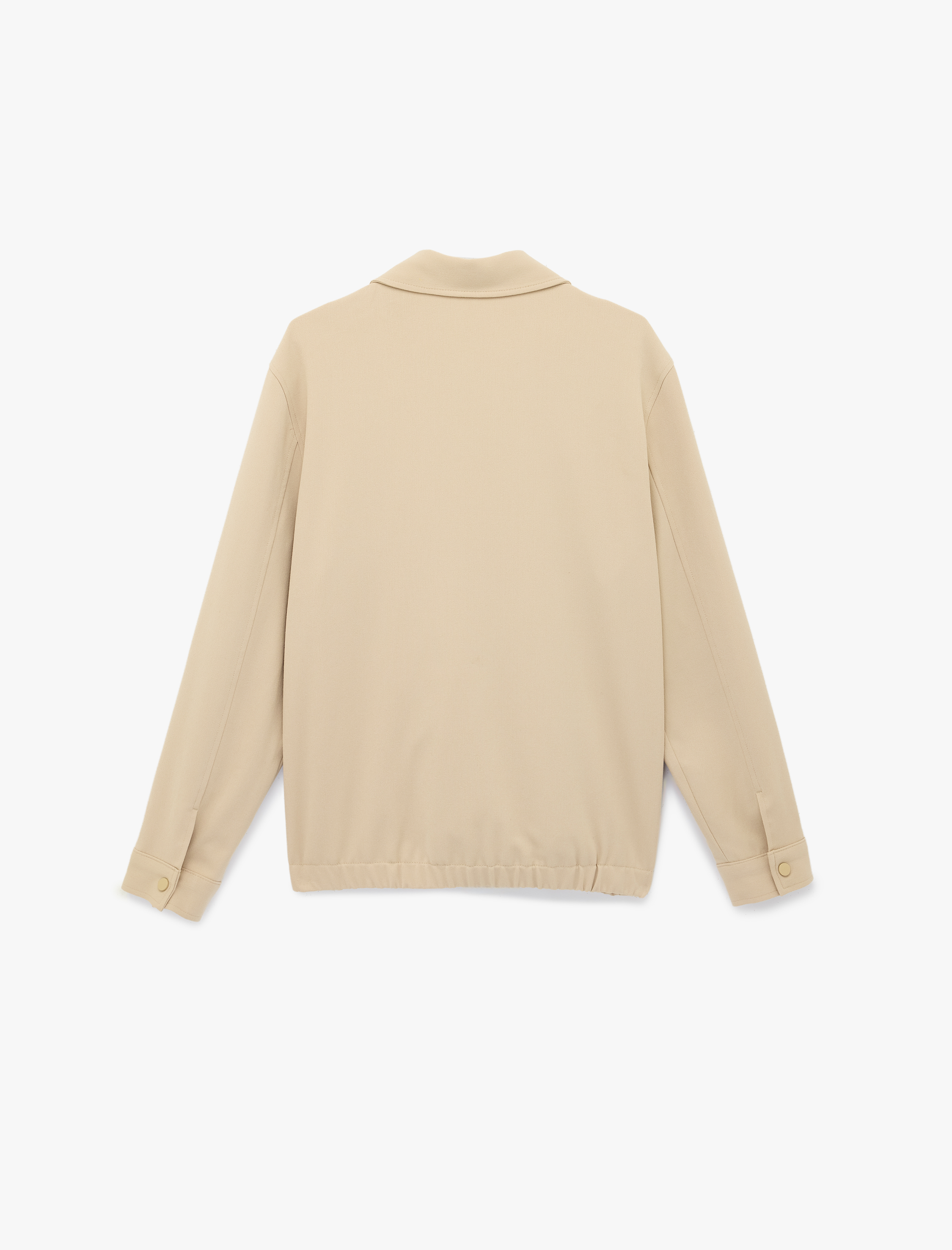   Viskon Karışımlı Uzun Kollu Cepli Gömlek Yaka Düğmeli Ceket