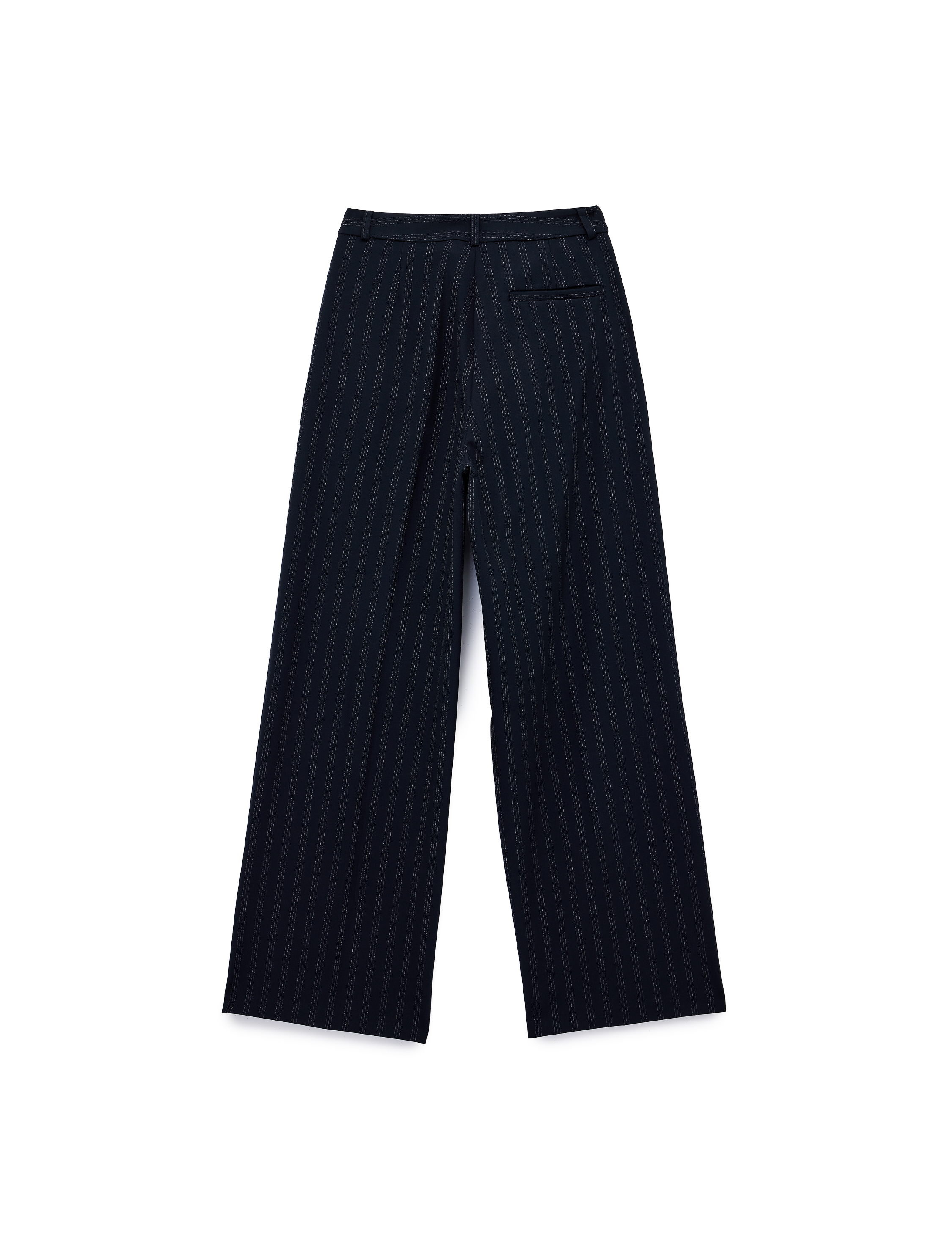   Straight Fit Cepli Düz Bol Paça Çizgili Pantolon