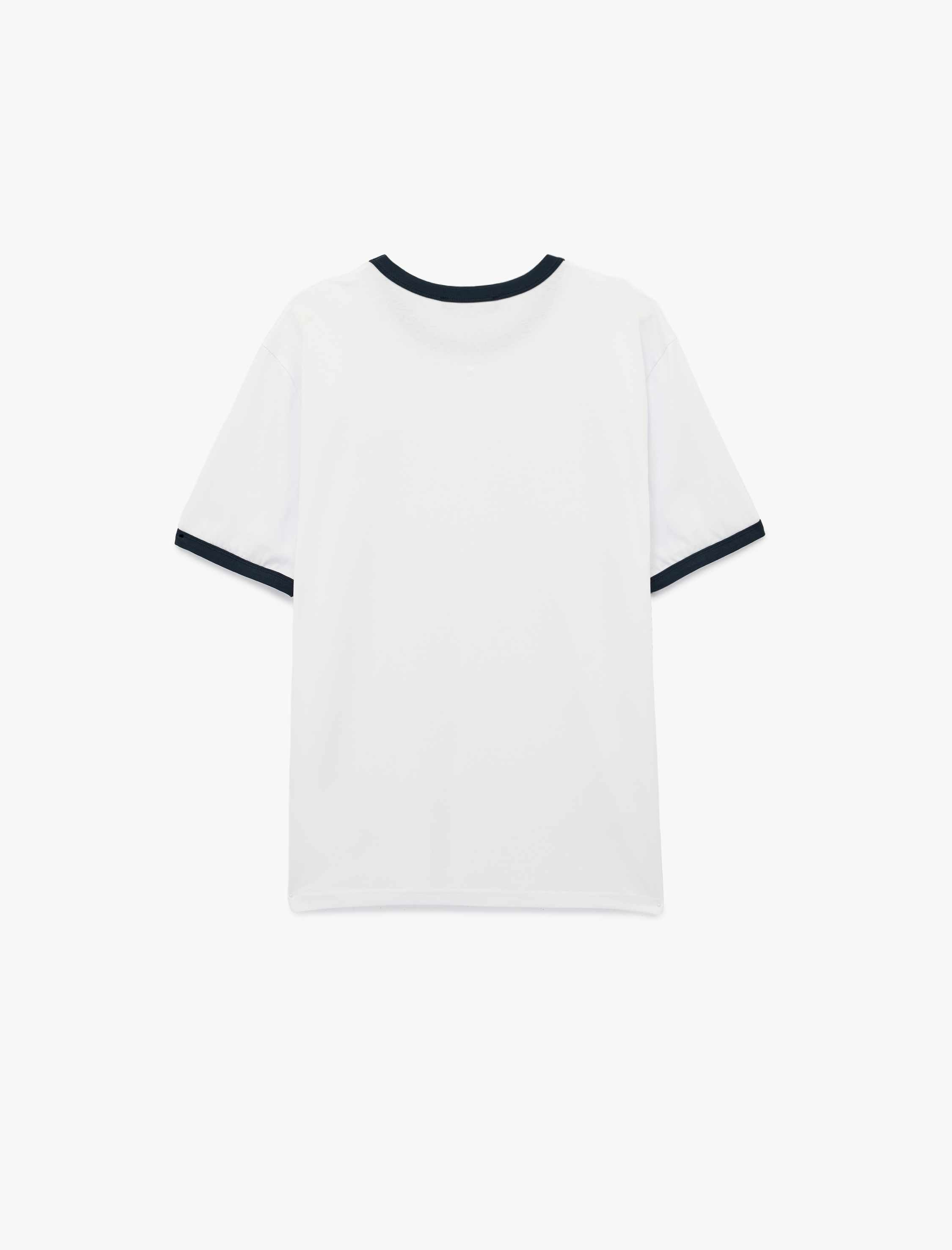   Regular Fit Kısa Kollu Pamuklu Renk Kontrastlı Bisiklet Yaka Baskılı Tişört