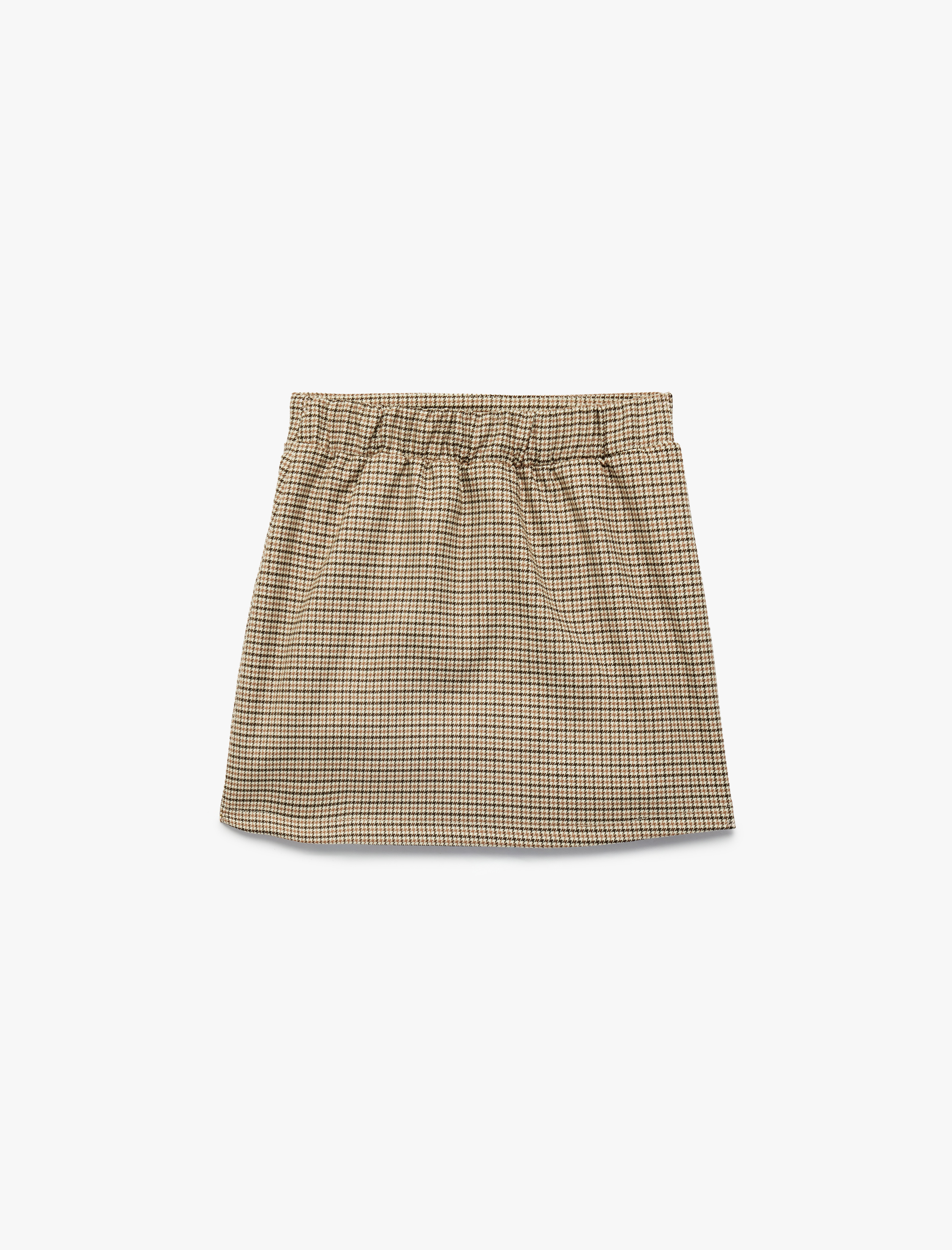  Kız Bebek Fiyonklu A Kesim Diz Üstü Viskon Karışımlı Ekoseli Etek