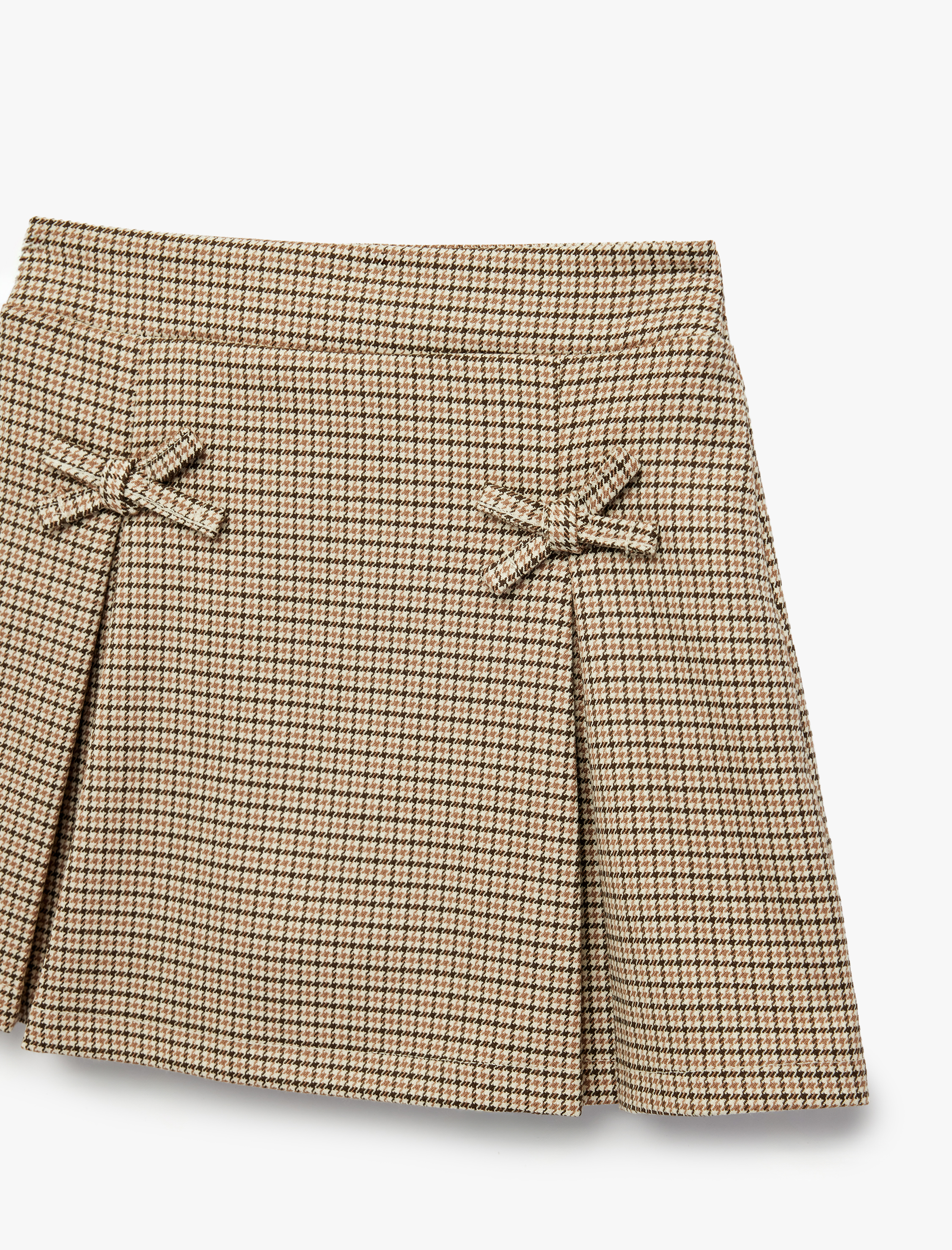  Kız Bebek Fiyonklu A Kesim Diz Üstü Viskon Karışımlı Ekoseli Etek